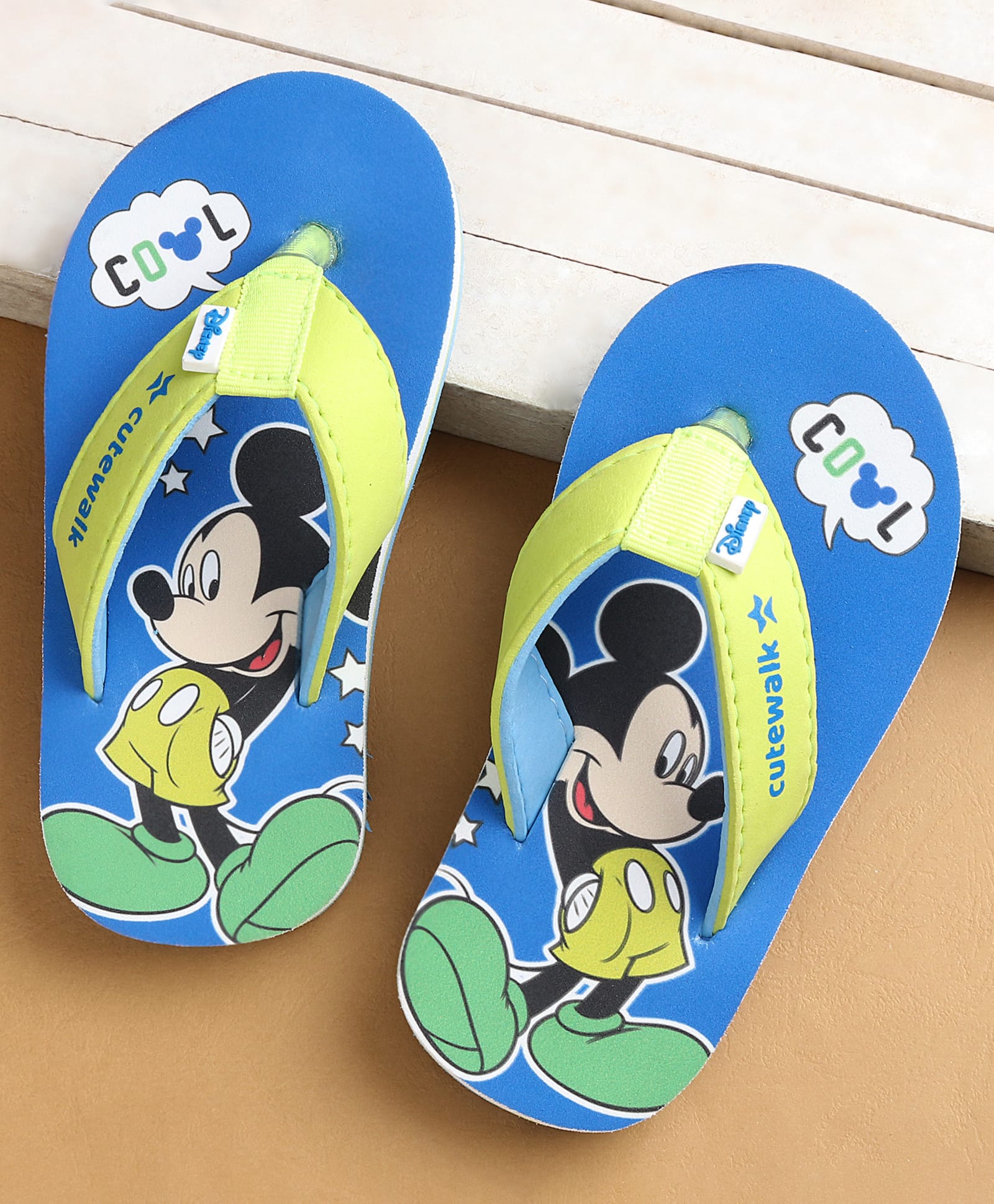 Cute Walk by Babyhug Flip Flops with Mickey Mouse Print - Blue-image-48