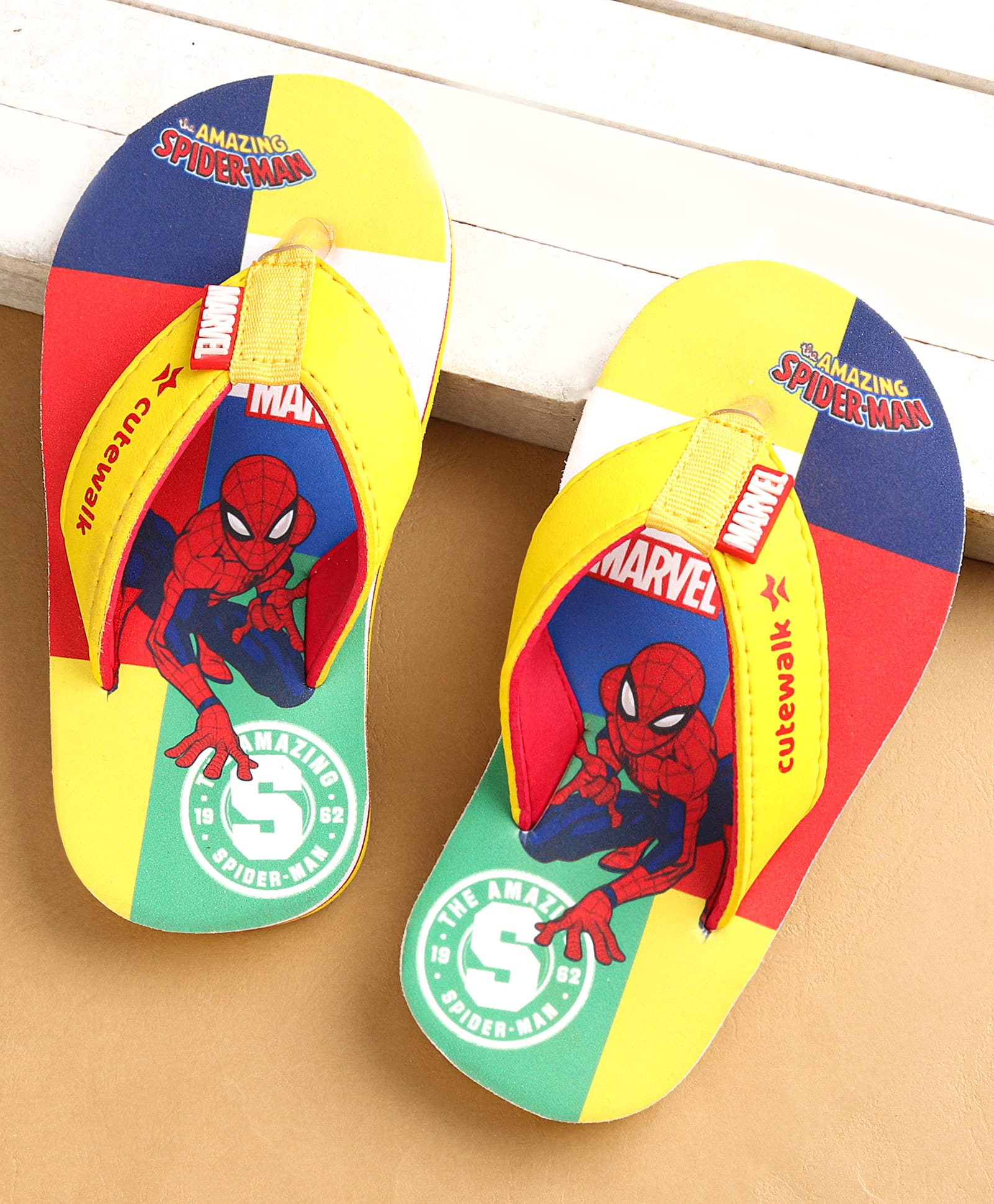 Cute Walk by Babyhug Marvel Slip Ons Flip Flops with Spiderman Print - Red-image-1