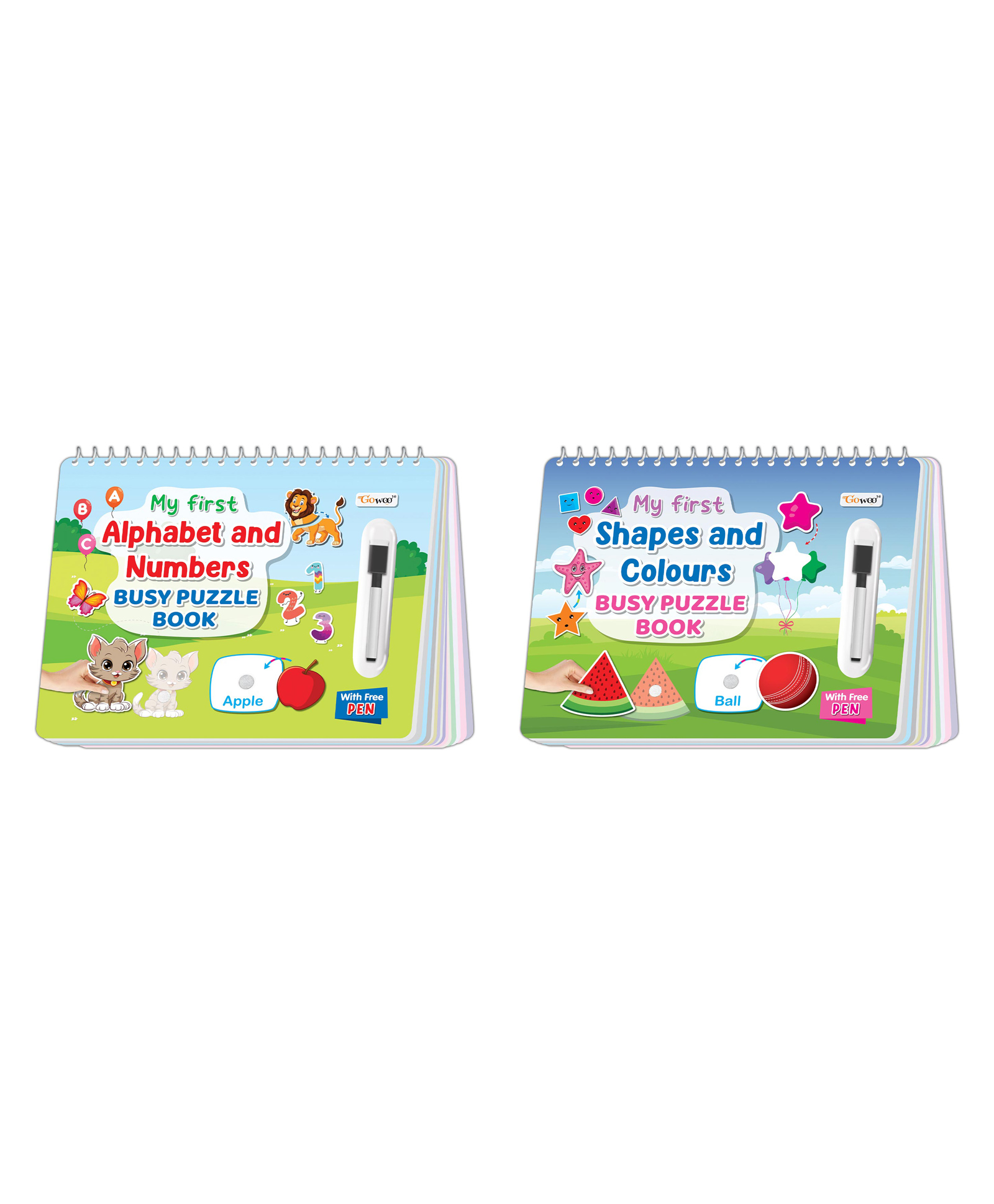 My First Alphabet & Numbers and Shapes & Colours Busy Puzzle Book : Activity Binder book for kids, Toddlers activity book, Sticker fun for young children | Combo of 2 Busy Puzzle Books-image-5