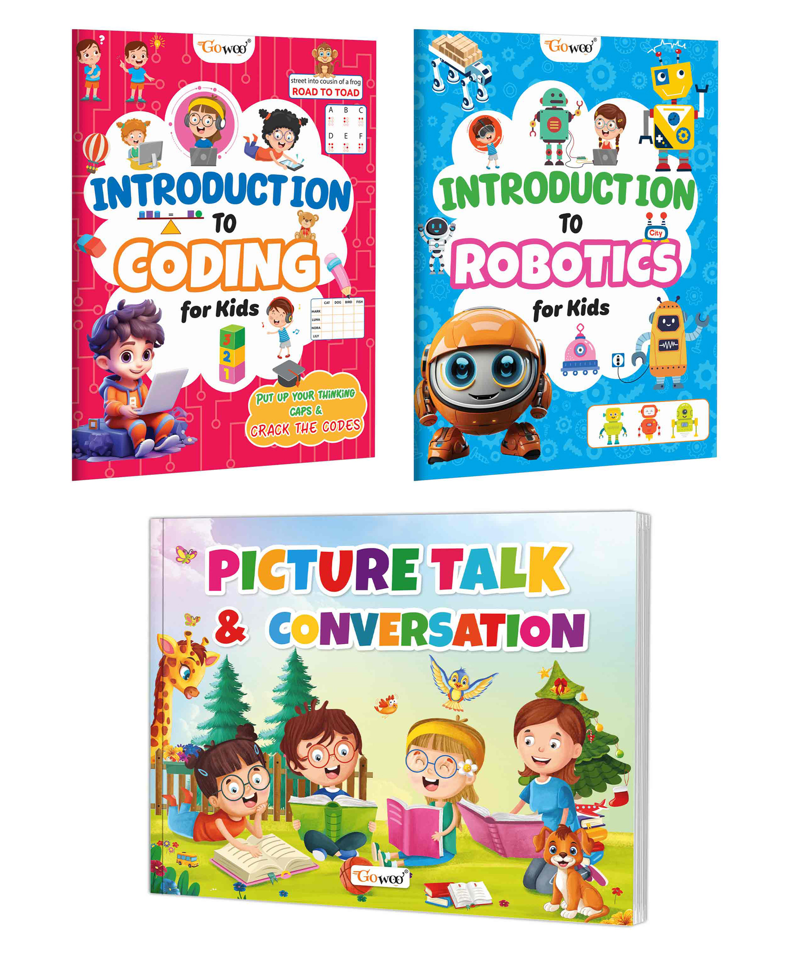Introduction To Coding, Robotics and Picture Talk and Conversation book for kids : Early learning book, Brain boosting activity book for ages 3-12 ages | Pack of 3 activity books-image-14
