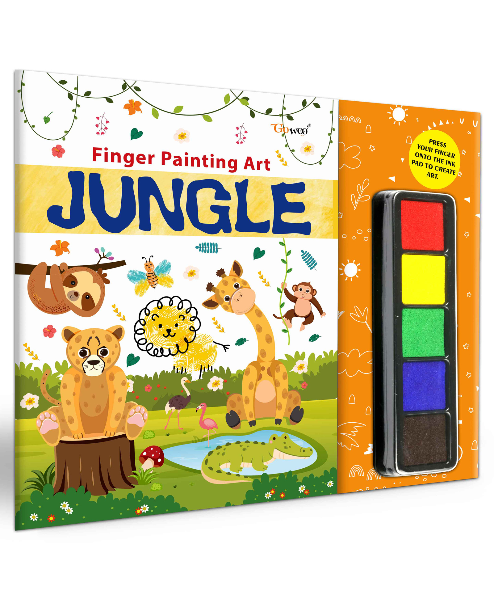 JUNGLE - Fingerpainting and Colouring Art : Art Activity Book for Children, Paint Coloring Activity Book, Colouring Book for Kids with Thumbprint Art and Craft book for Toddlers-image-30