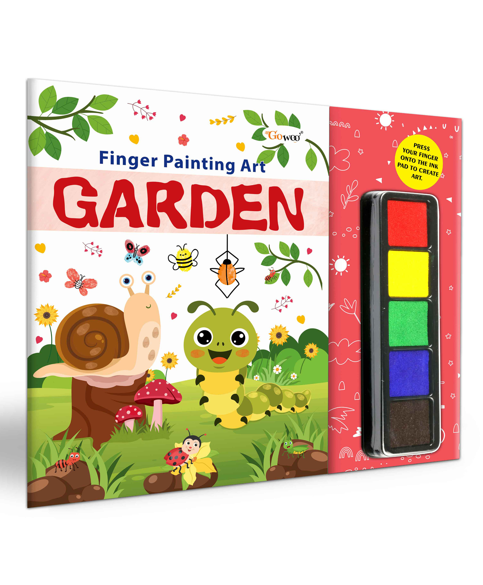 gowoo GARDEN - Fingerpainting and Colouring Art : Children's creative thumbprint art book, Kids colouring book, Art activity book for children-picture-13