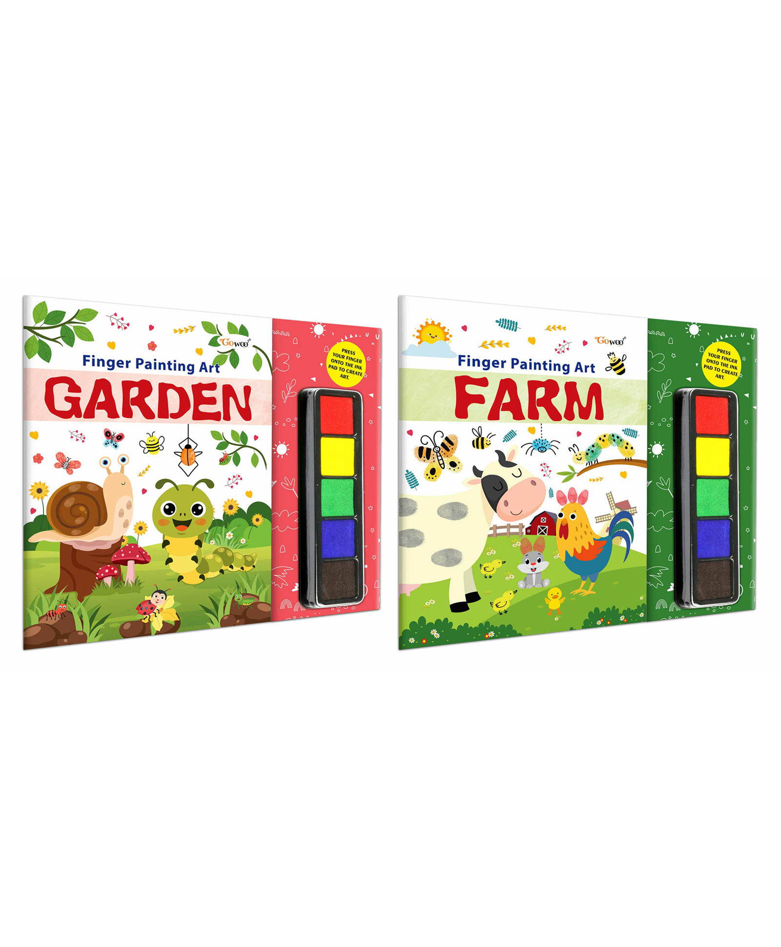 GARDEN and FARM - Fingerpainting and Colouring Art : Colouring Book for Kids, Thumbprint Art and Craft book forCreative Activity book for kids | Pack of 2 Art and Craft Books-image-22