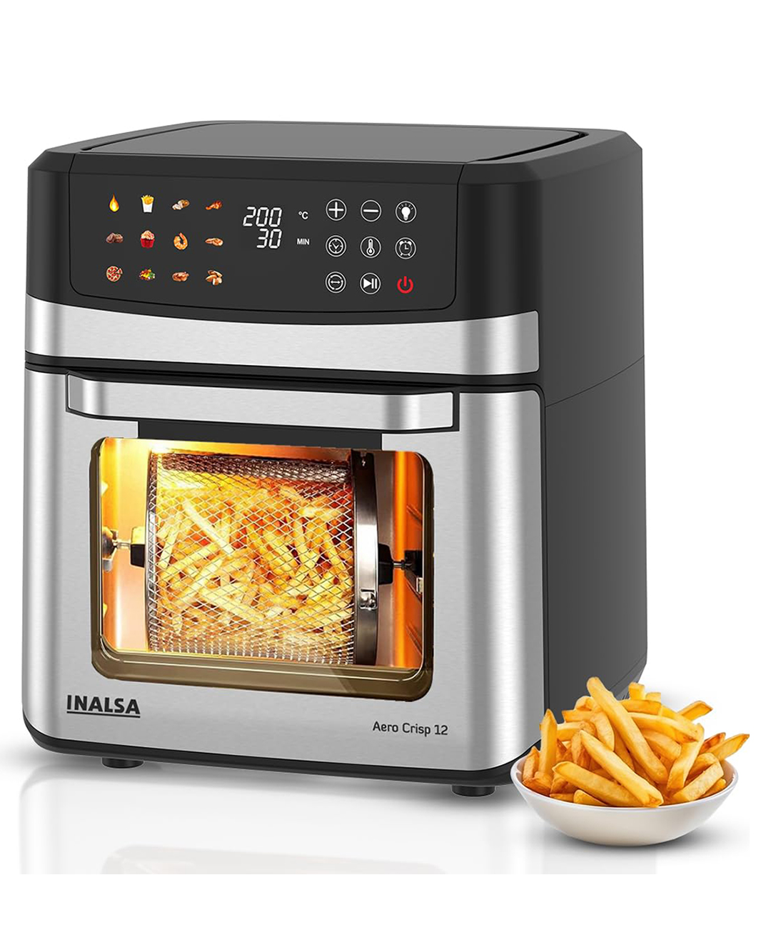 Inalsa Air Fryer Oven 1500 Watt Aero Crisp-12 L-Black-image-48