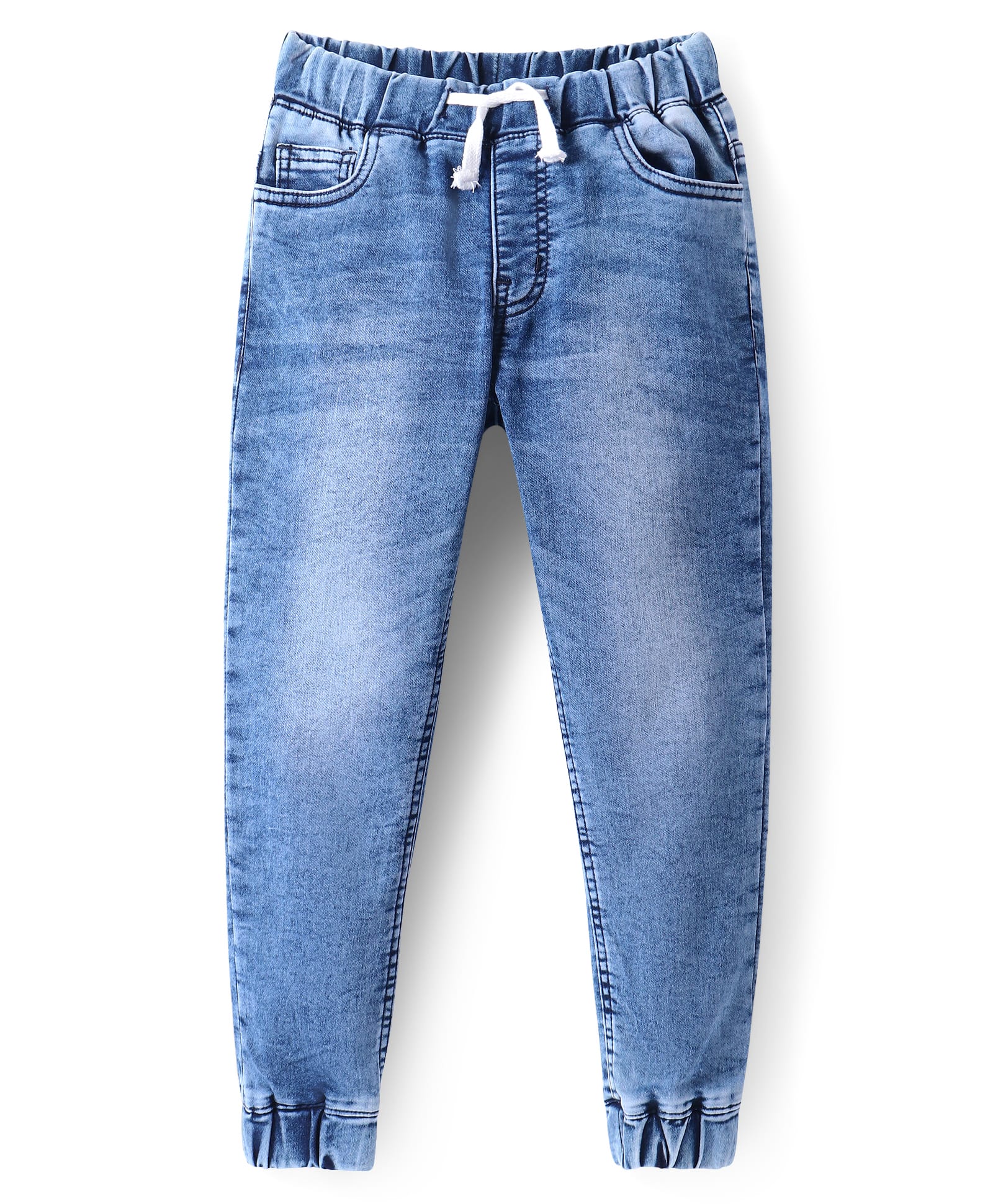 Pine Kids Woven Full Length Solid Washed Denim Jeans - Light Blue-picture-25