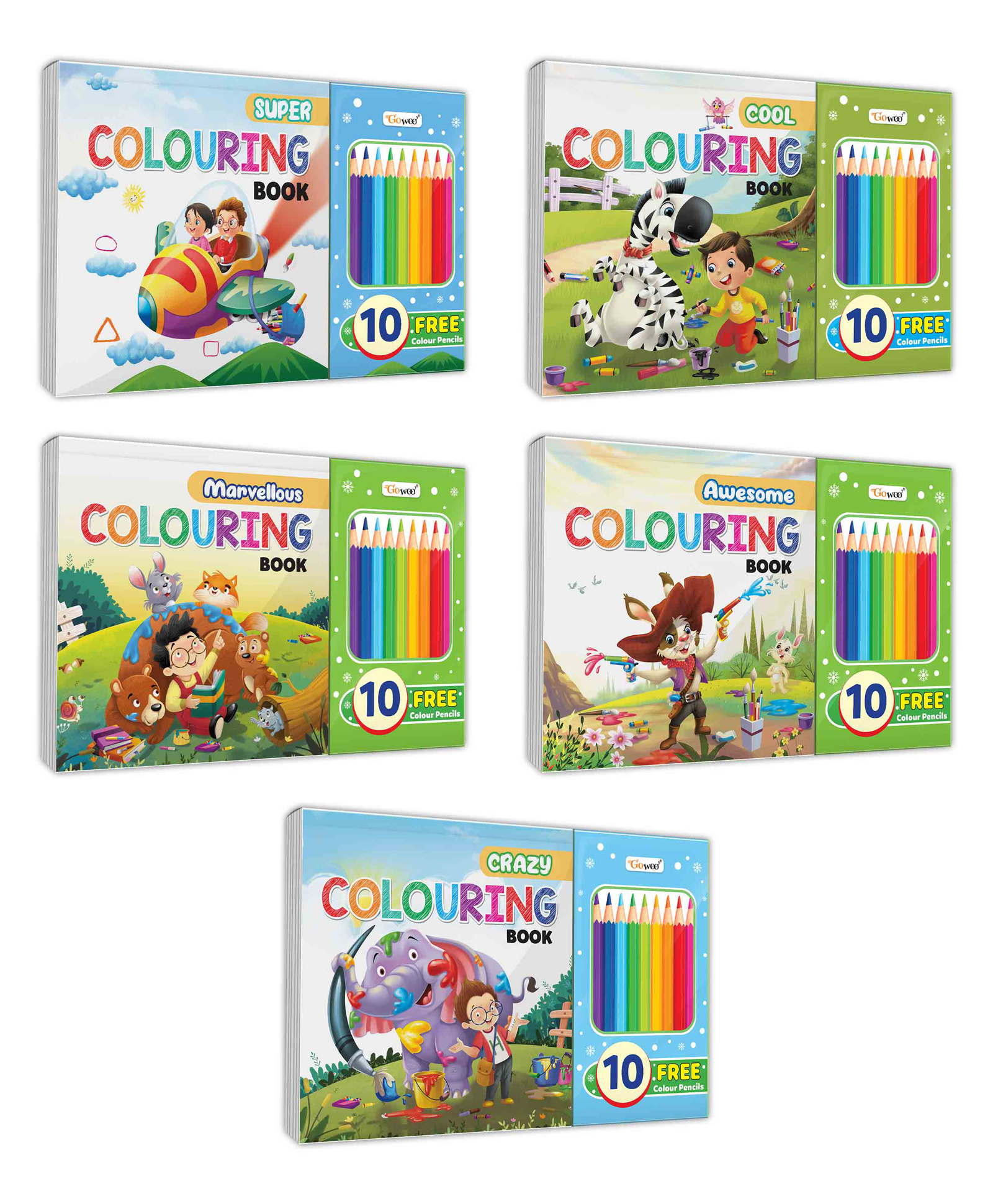 Super, Cool, Marvellous, Awesome and Crazy Colouring Book : Adventure Coloring Book, Fun Learning Coloring book with 10 free pencil colours for ages (3-12) | Combo of 5 Colouring Books-image-14