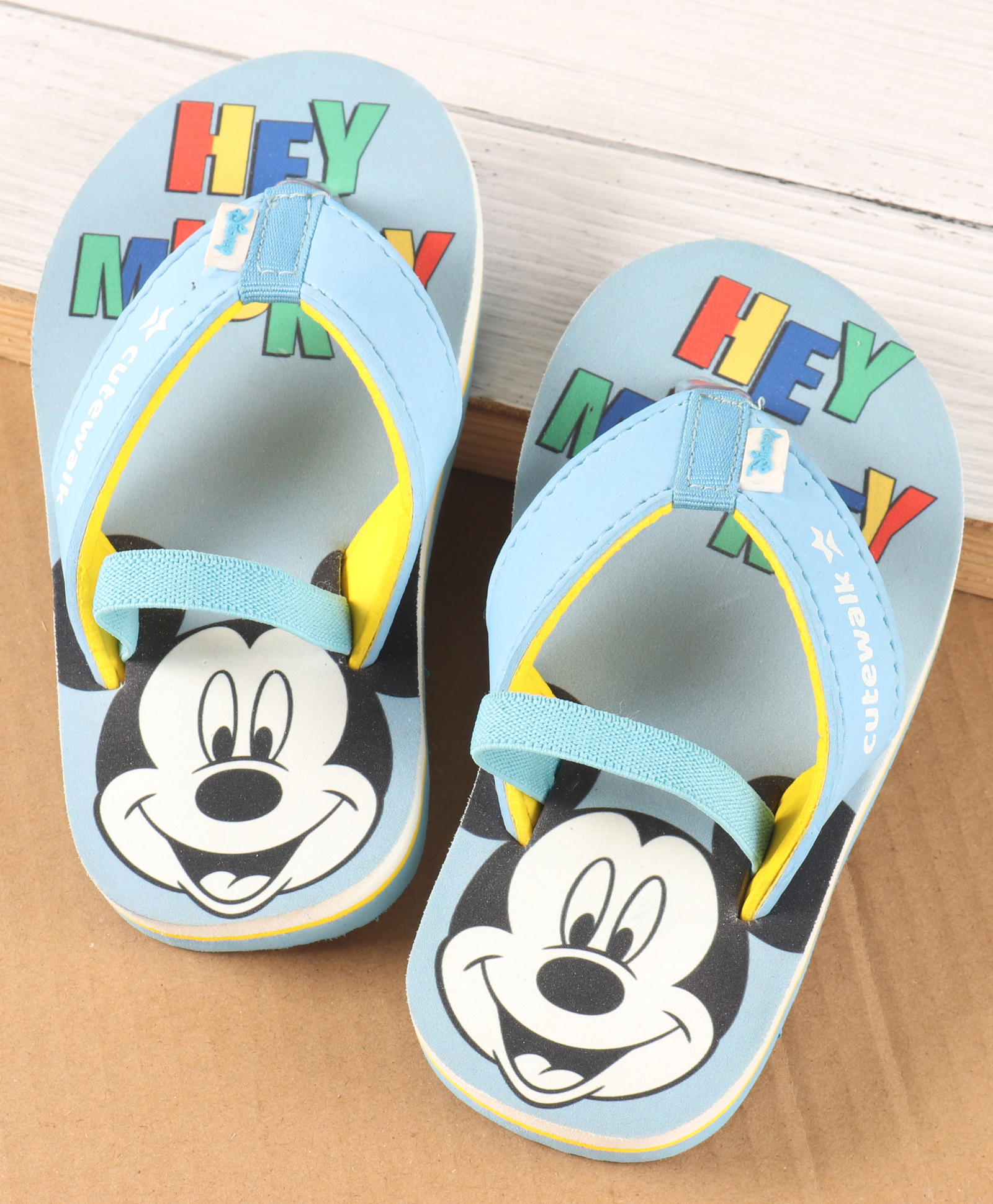 Cute Walk by Babyhug Disney Flip Flops with Back Strap Mickey Mouse Print - Blue-image-27