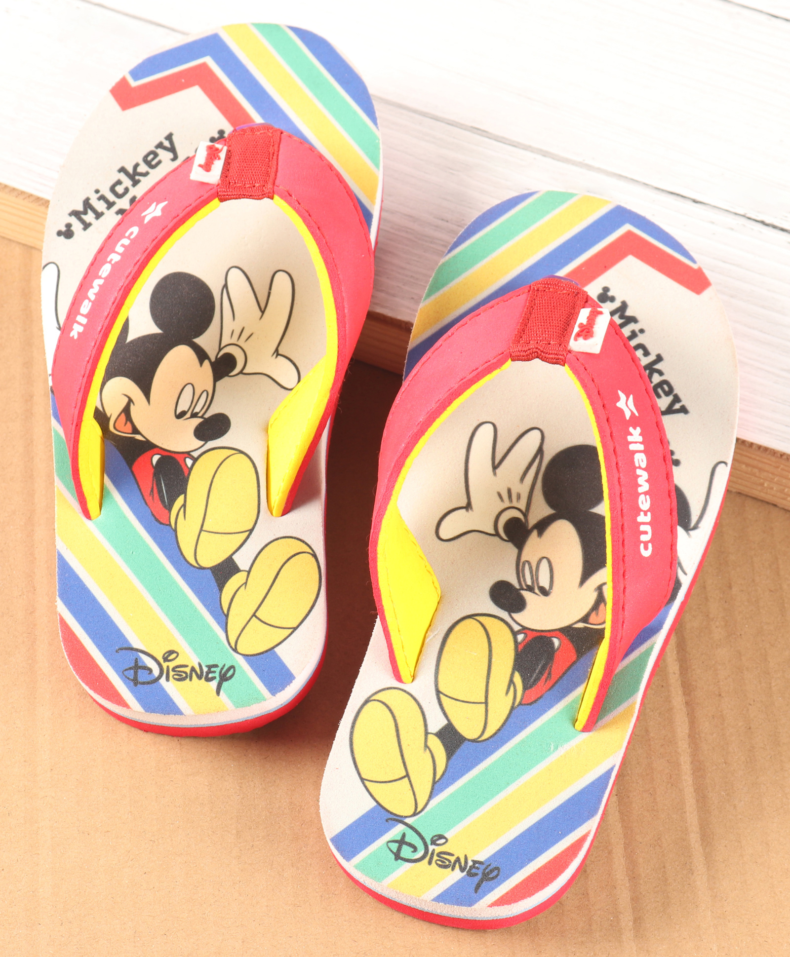 Cute Walk by Babyhug Disney Slip On Flip Flops with Mickey Mouse Print - Red-image-42