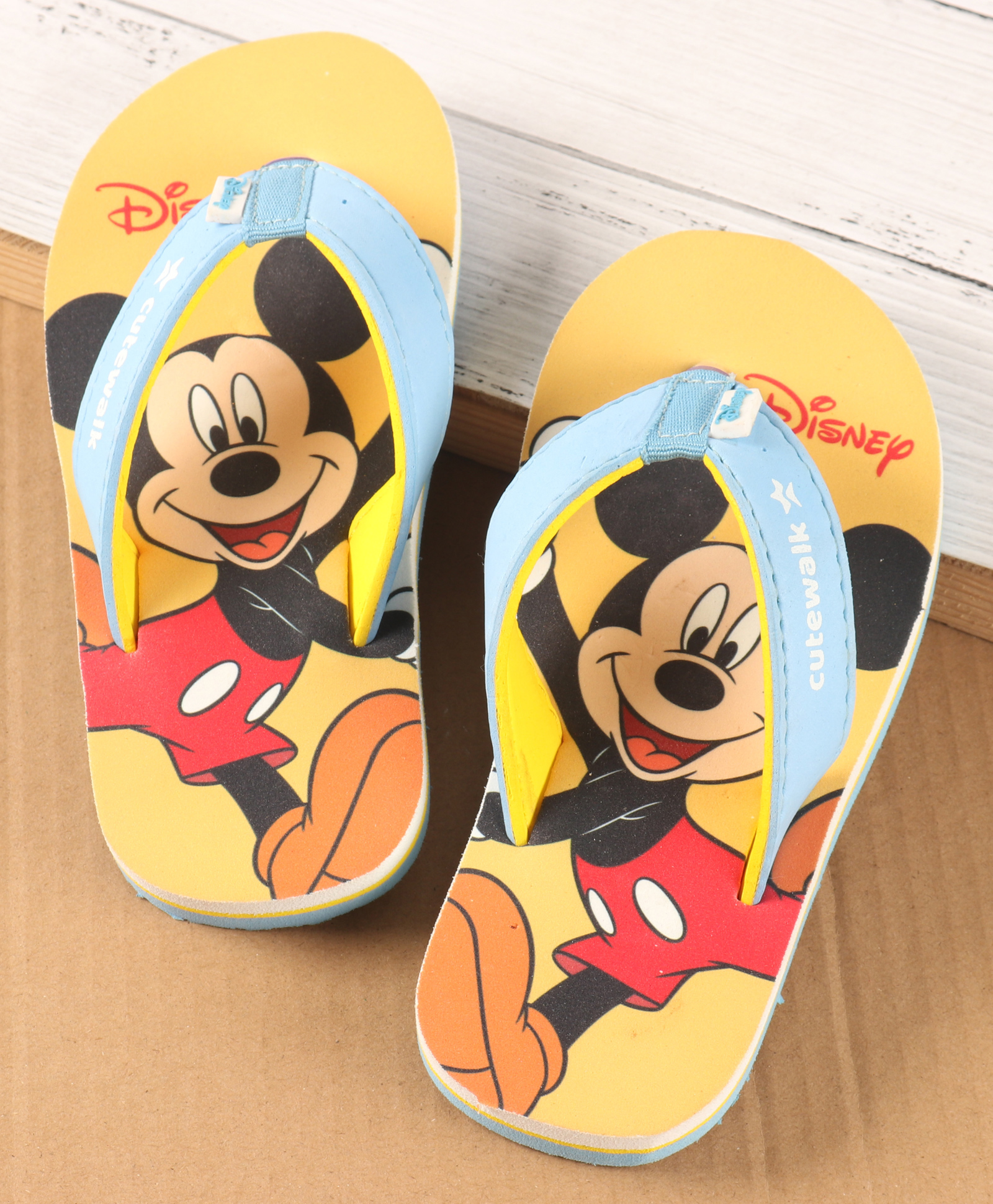 Cute Walk by Babyhug Disney Slip On Flip Flops with Mickey Mouse Print - Yellow-image-45