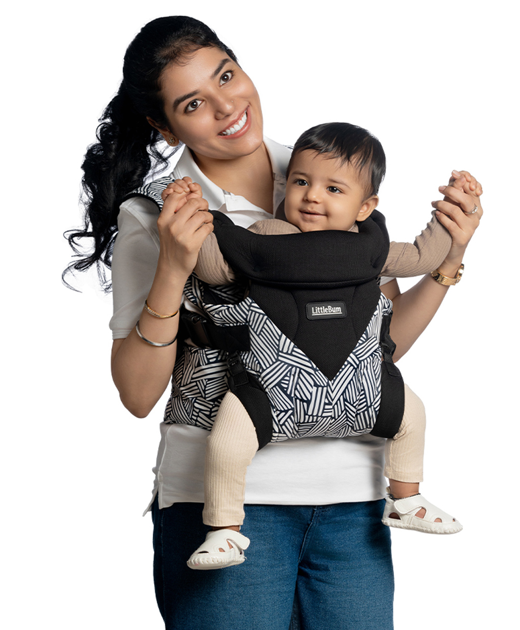 Littlebum Monochrome Shoulder Baby Carrier | Ergonomic, Adjustable & Durable, Lightweight, Breathable, Adjustable and perfect for front and back carrying | Ideal for outdoor use, with added pockets for convenience-image-38