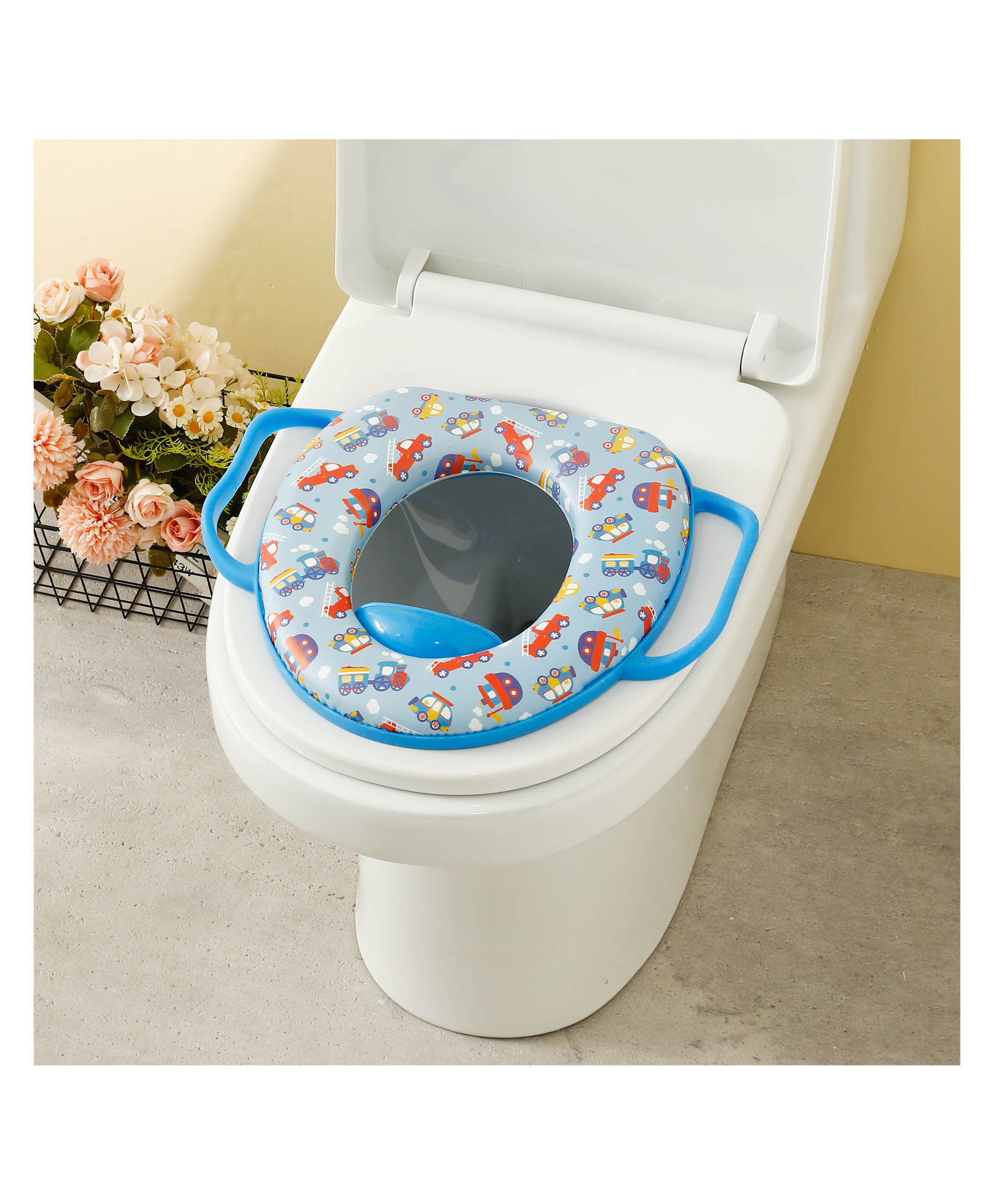 Babyhug Baby Potty Seat With Cars Print - Light Blue-image-6