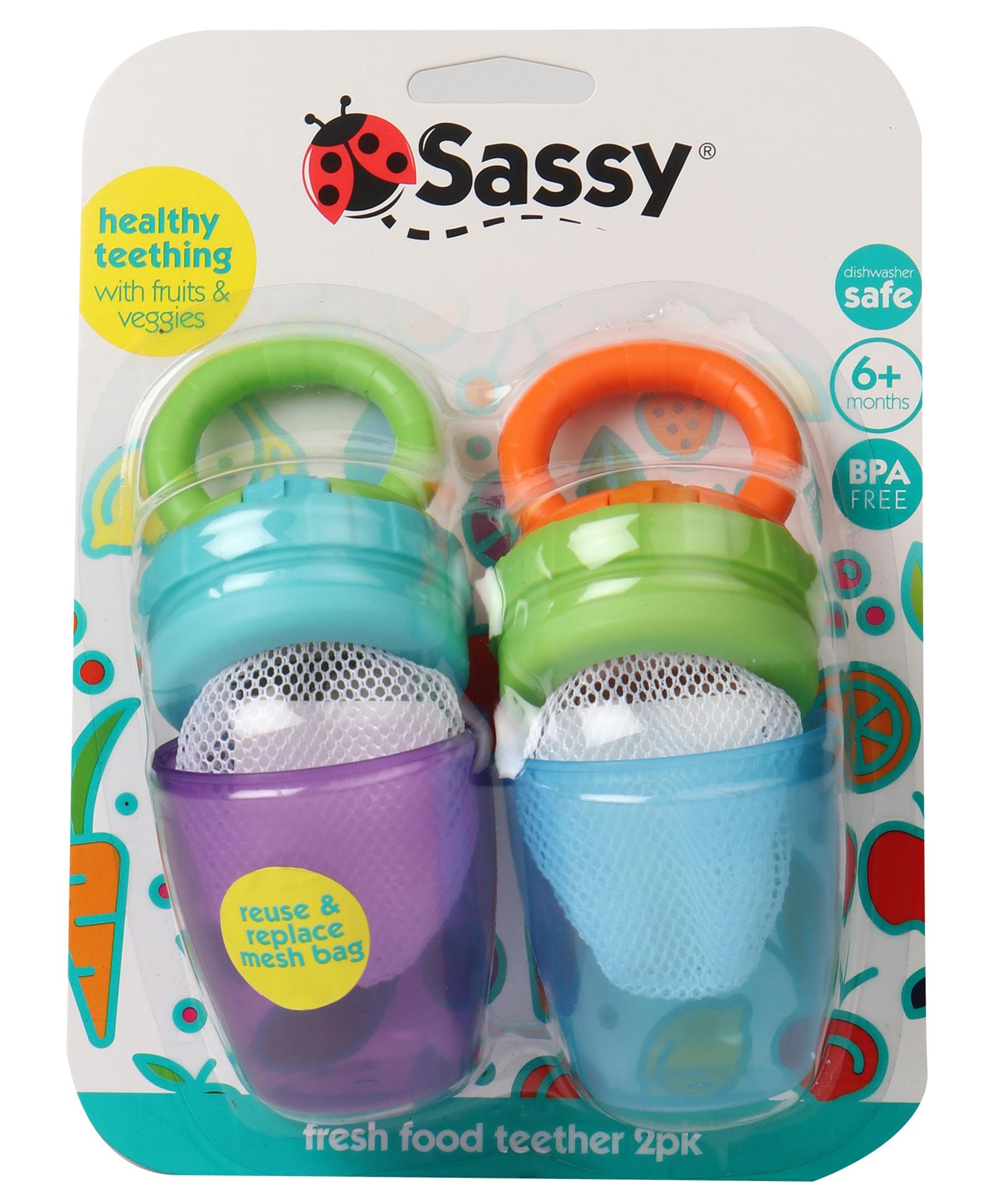 Sassy Fresh Food Teether Pack Of 2 - Multicolour-picture-28
