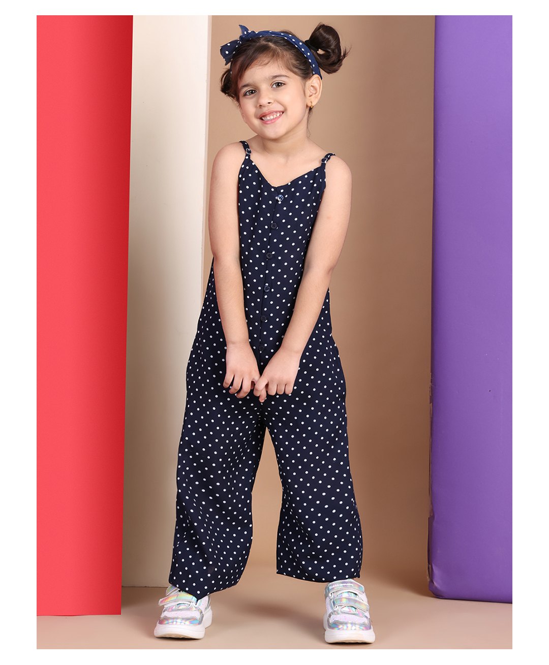 BaawRi Sleeveless Polka Dots Printed Jumpsuit - Navy Blue-picture-15