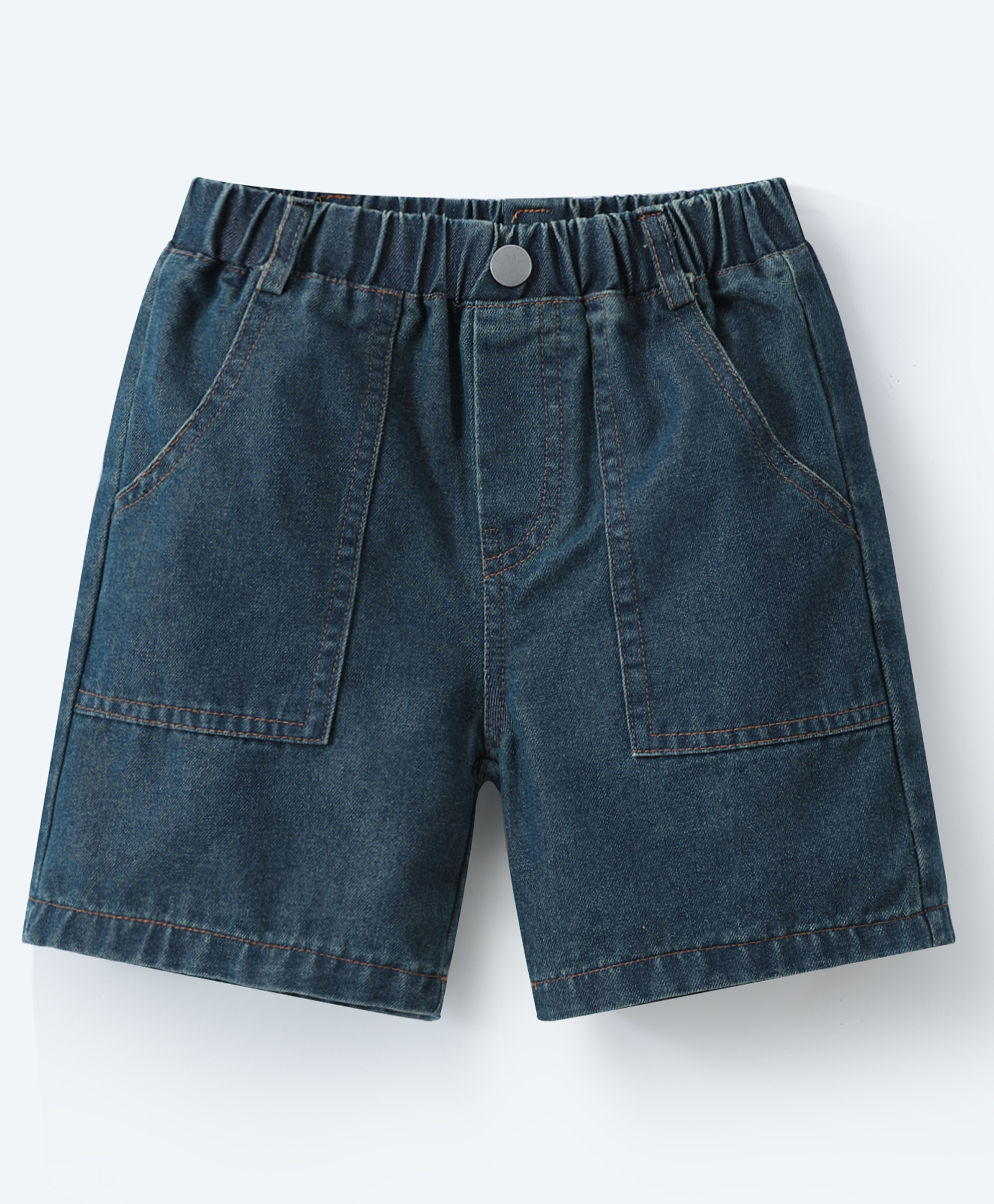 Mark & Mia Cotton Washed Shorts With Button Applique - Blue-picture-27