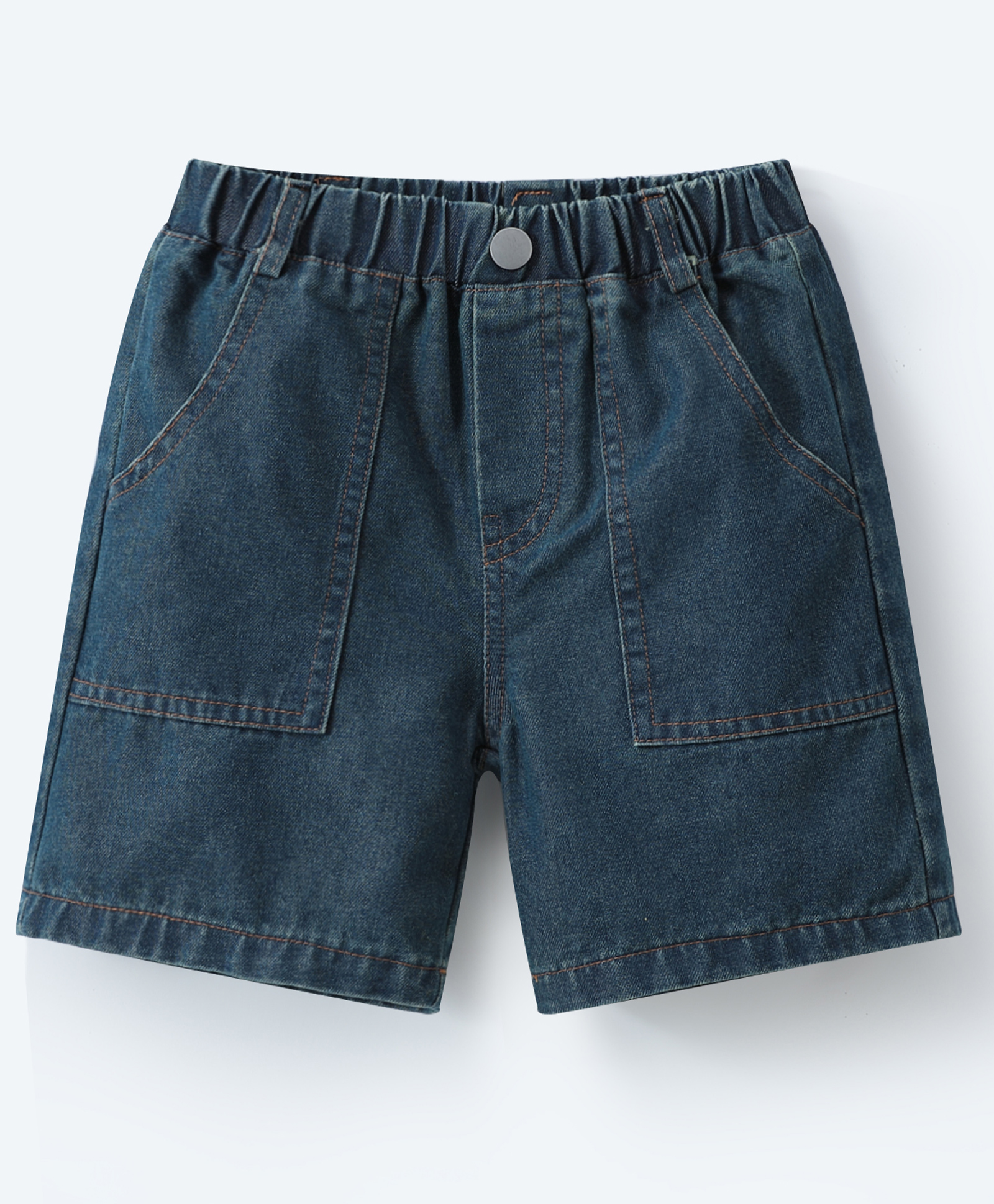 Mark & Mia Cotton Washed Shorts With Button Applique - Blue-picture-38