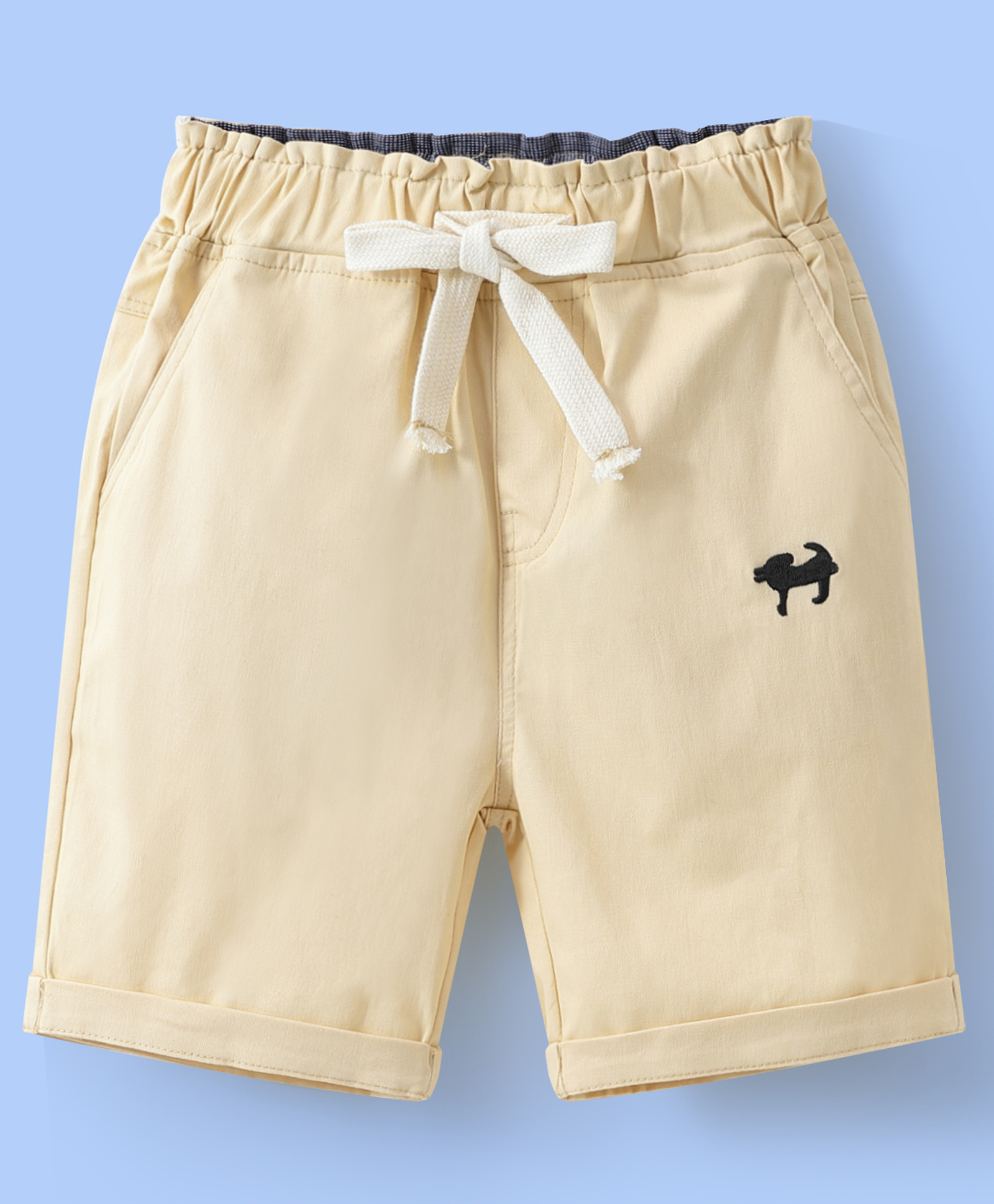 Mark & Mia Washed Cotton Shorts With Dog Embroidery - Beige-picture-33