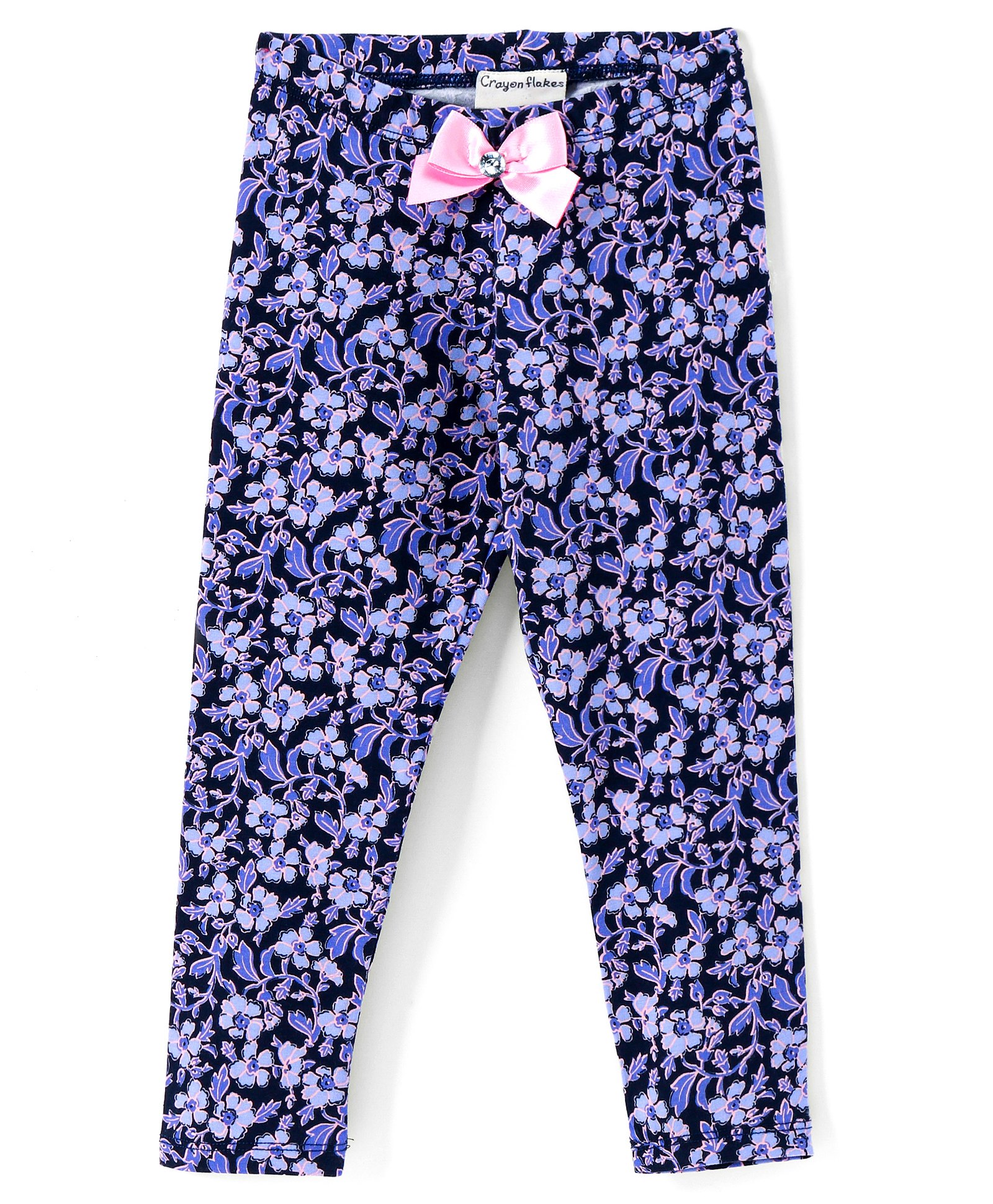 CrayonFlakes Full Length Floral Printed Super Stretch Leggings - Black-picture-22