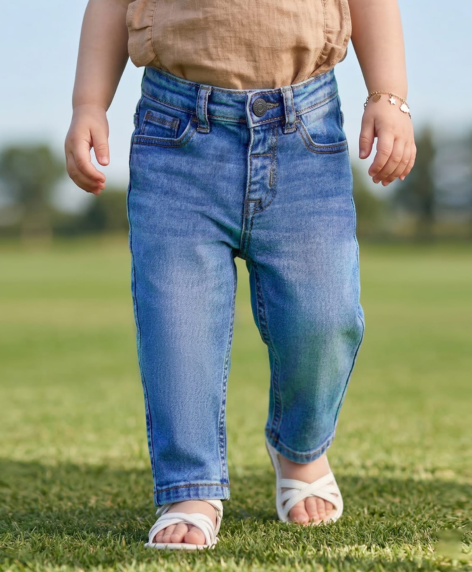 Babyoye Eco Conscious Cotton Elastane Woven Full Length Washed Jeans - Blue-picture-12