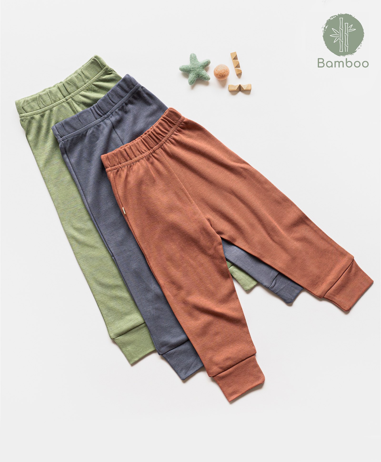 Cocoon Care Pack Of 3 Bamboo Cotton Solid Pajamas - Pink Sage Green & Granite Blue-picture-11