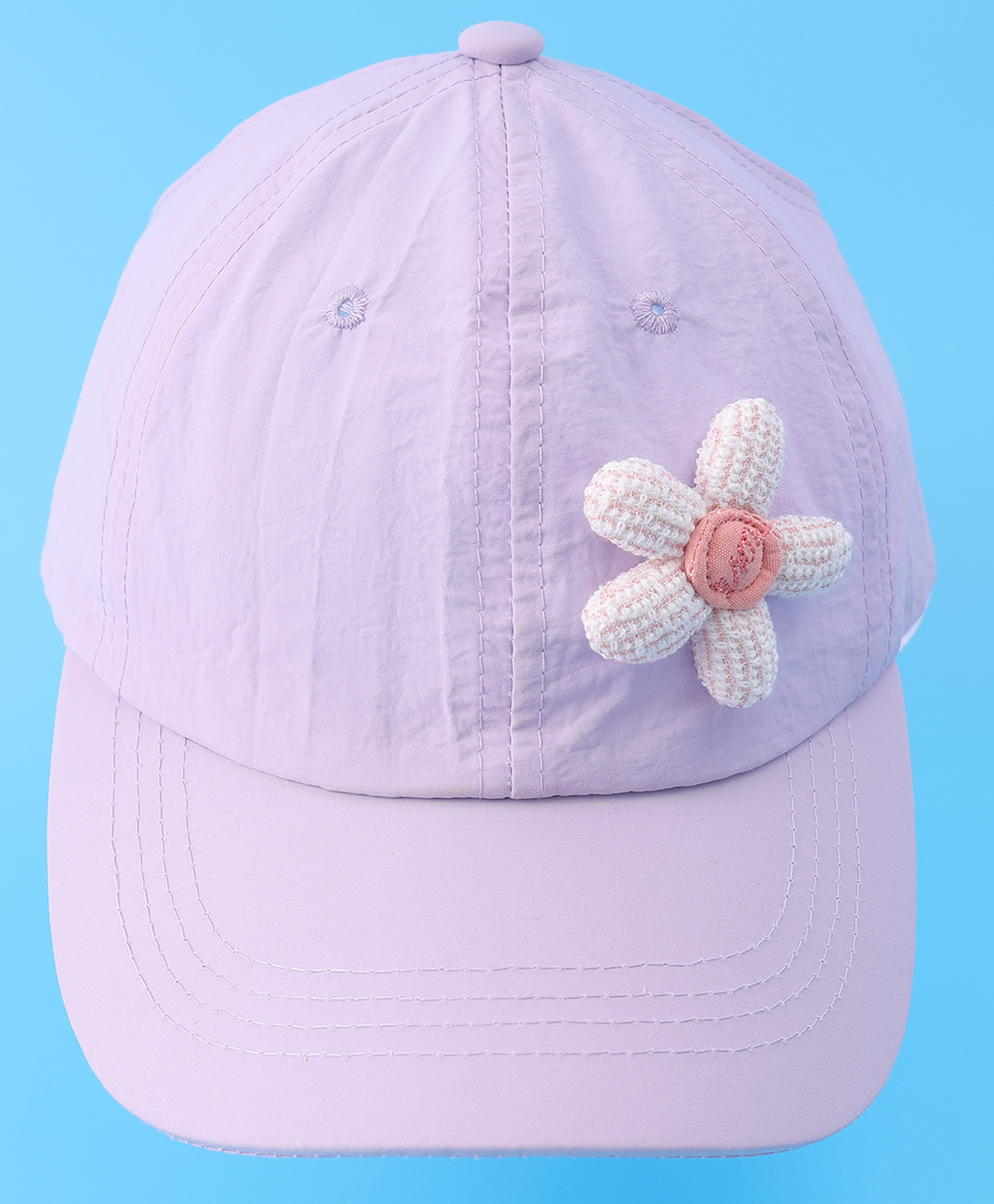 Babyhug Free Size Baseball Cap With Floral Applique - Purple-picture-16
