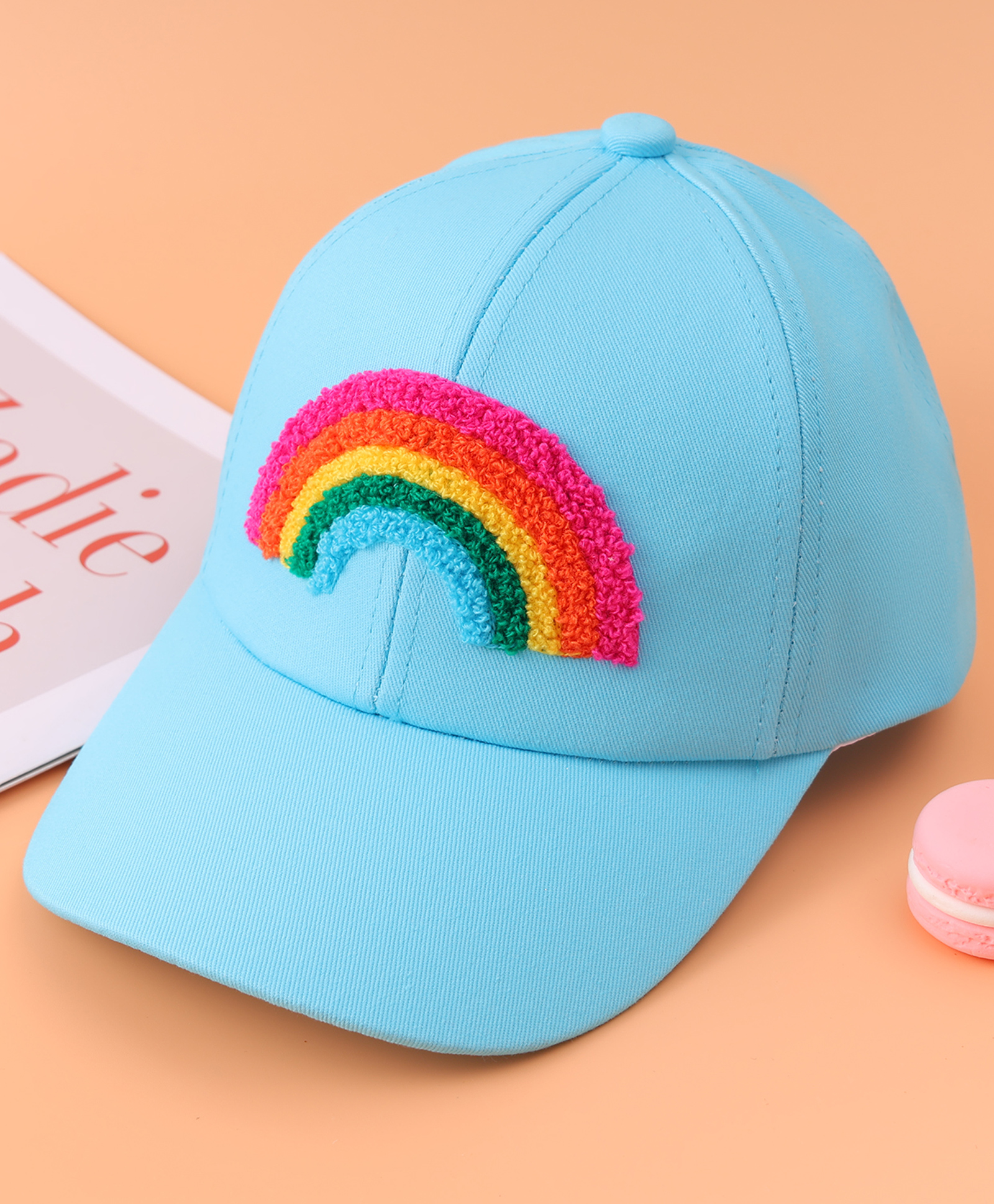 Babyhug Baseball Cap With Rainbow Embroidery - Light Blue-image-45