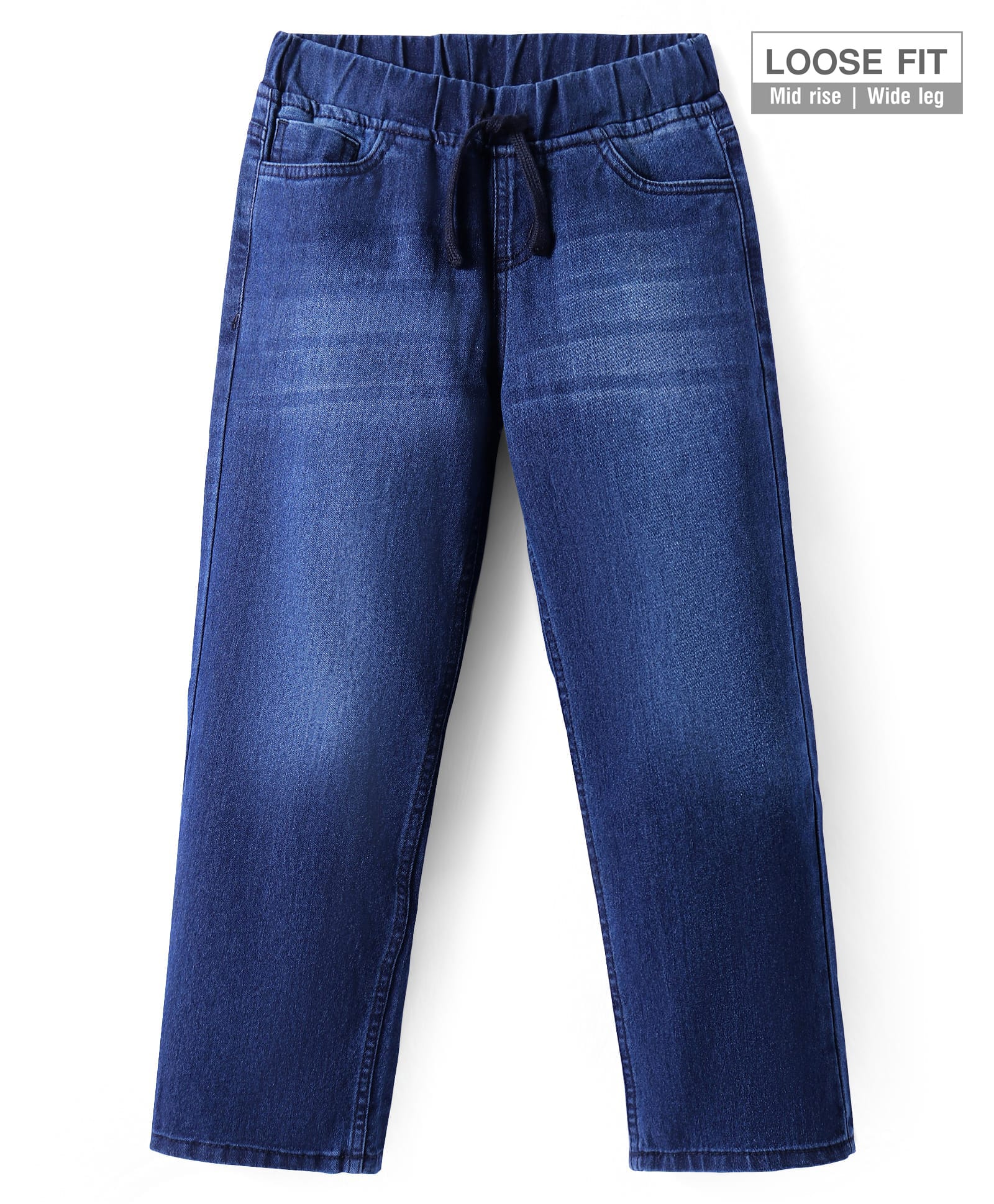 Pine Kids Woven Full Length Solid Washed Denim Jeans - Navy Blue-image-46