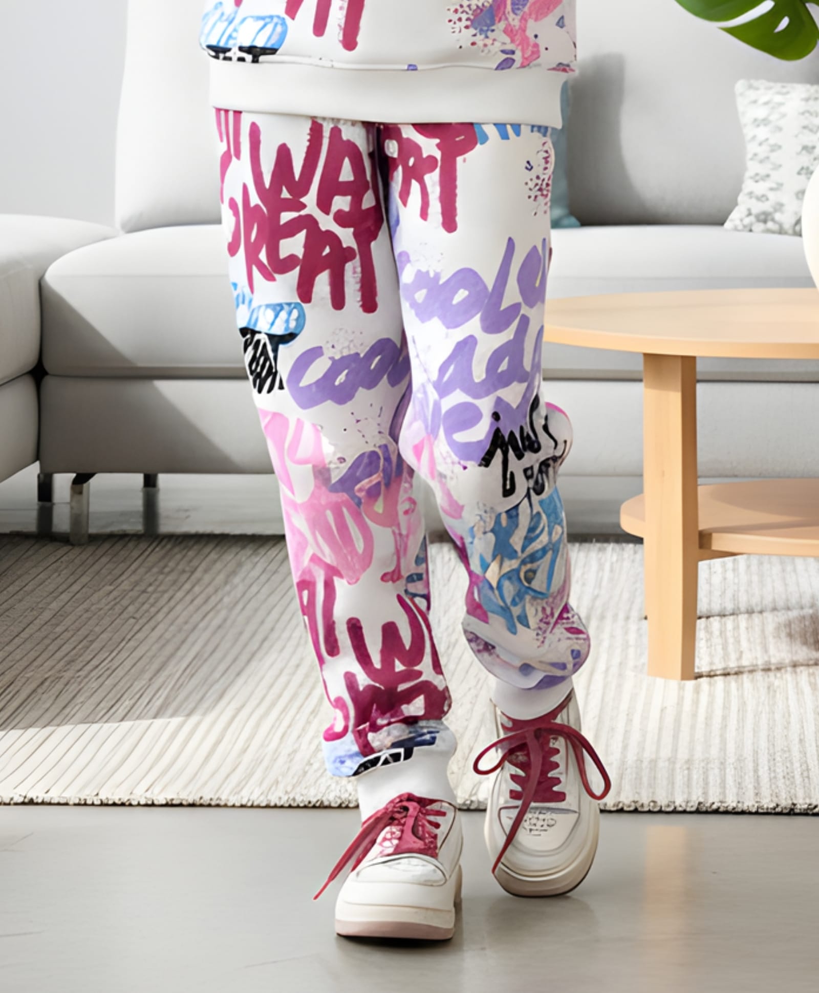 Anthrilo Fleece Full Sleeves Create Art Printed Warm Joggers - Off White-image-31