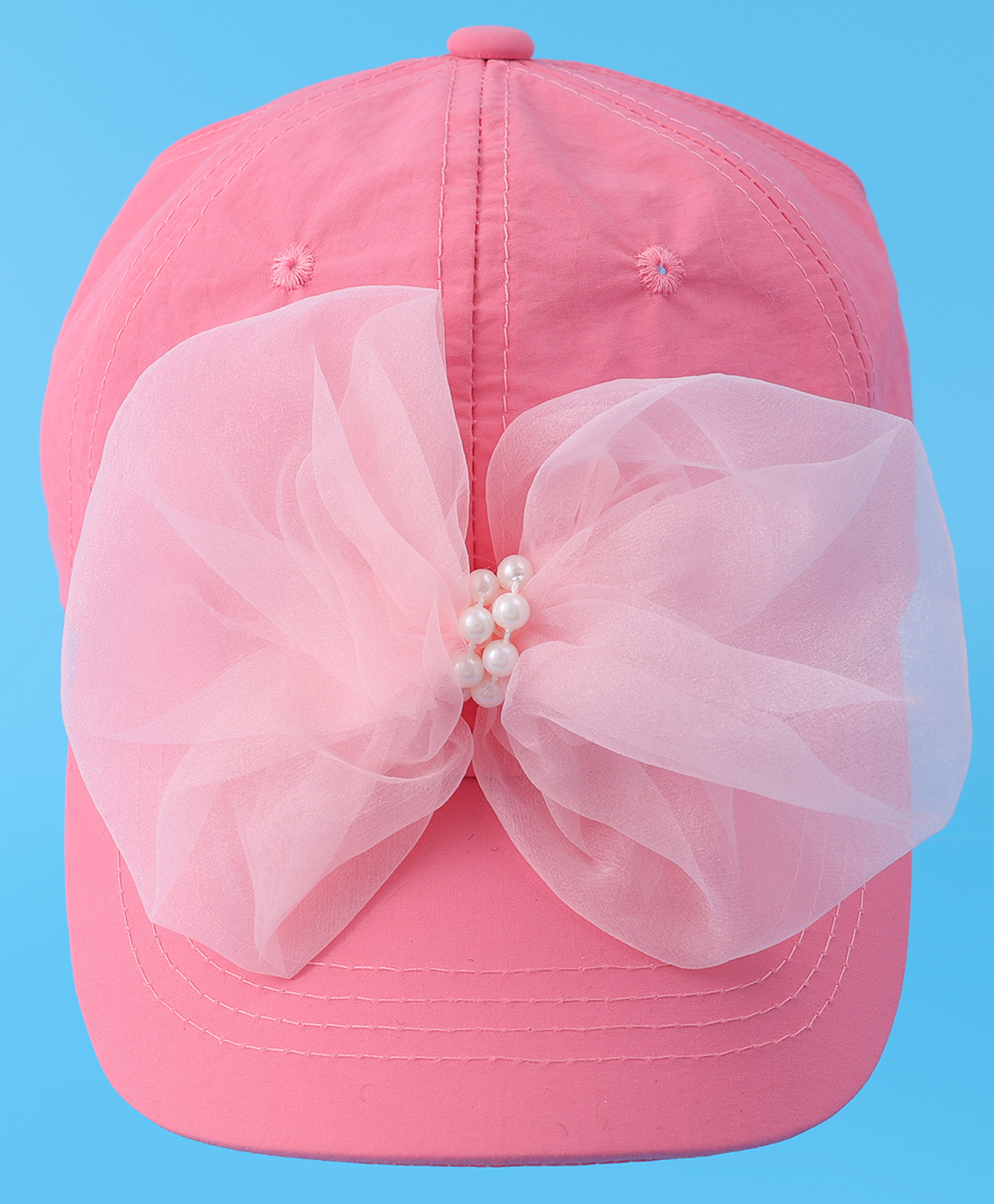 Babyhug Free Size Baseball Cap With Bow Applique - Dark Pink-picture-15