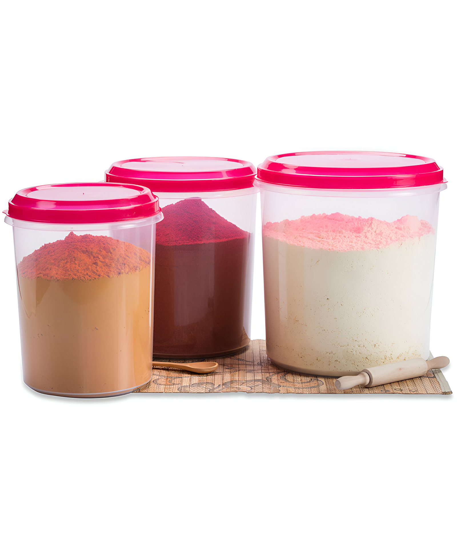 Varmora Glory Magnum Round Plastic Container Set, Raspberry Pink, 3 Pieces-image-31