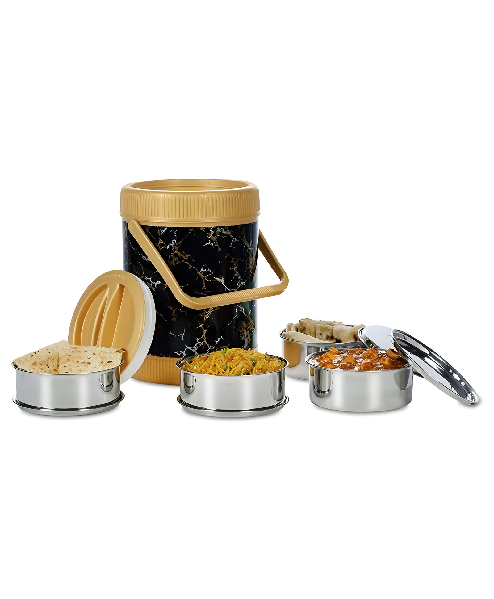 Varmora HomewareCosmic Insulated Hot Lunch Box With 4 SS Containers - Gold-image-43