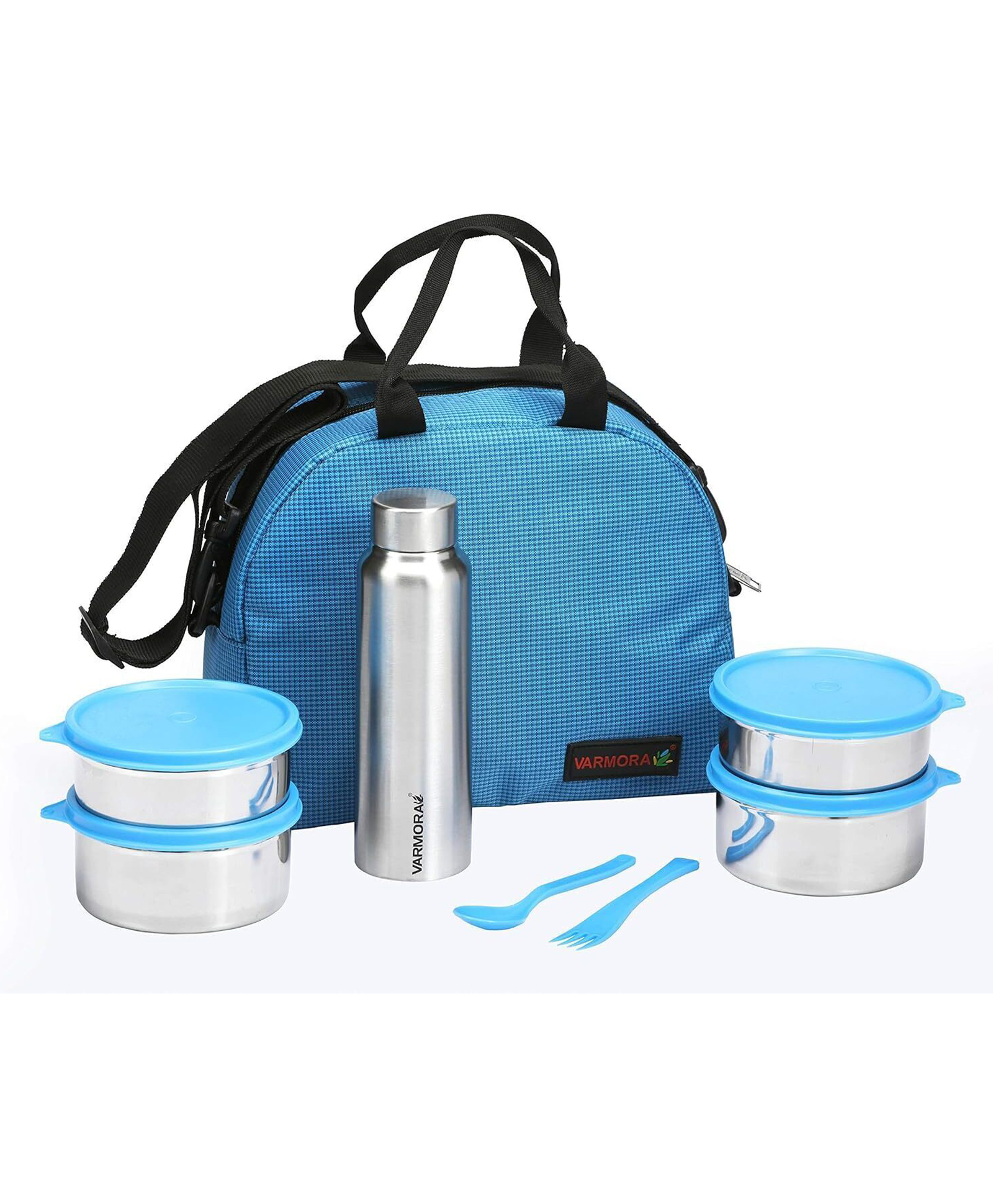 Varmora Homeware SS Family Lunch Box Set With Insulated Bag - Blue-image-41
