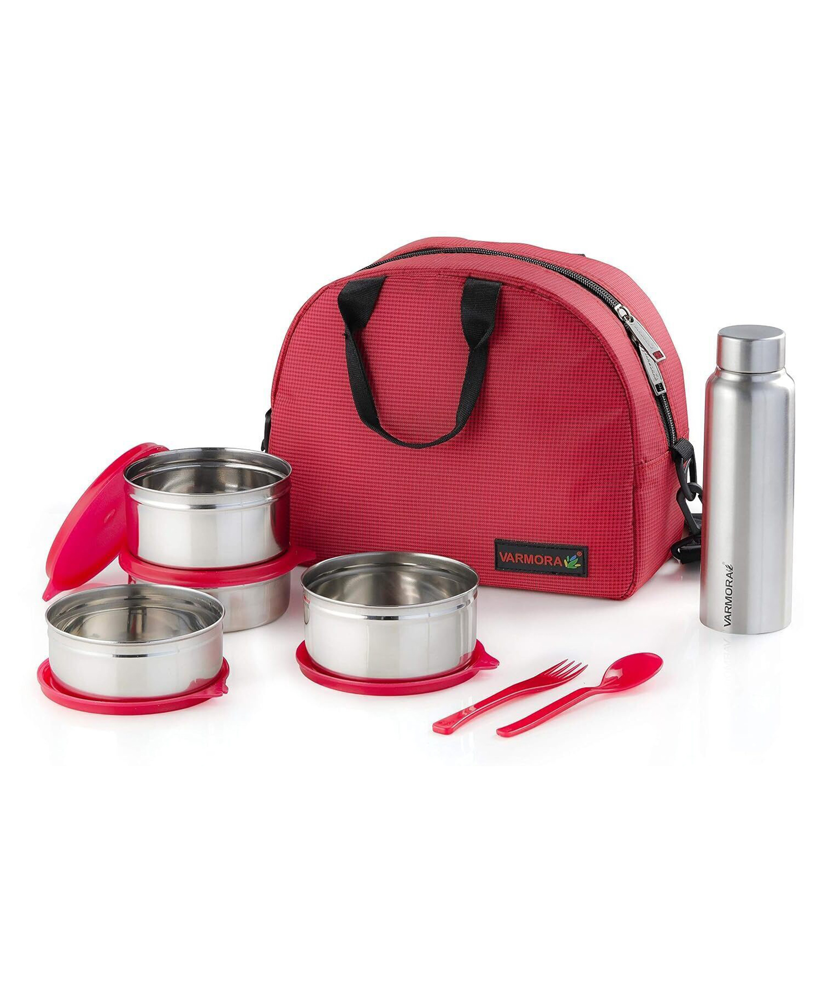 Varmora Homeware SS Family Lunch Box Set With Insulated Bag - Raspberry Pink-image-25