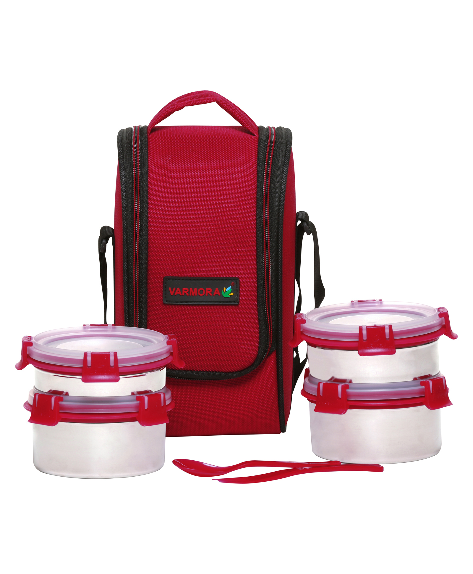 Varmora Amaze Stainless Steel Insulated Lunch Box For Office - Set Of 4 Round Containers - Raspberry Pink-image-28