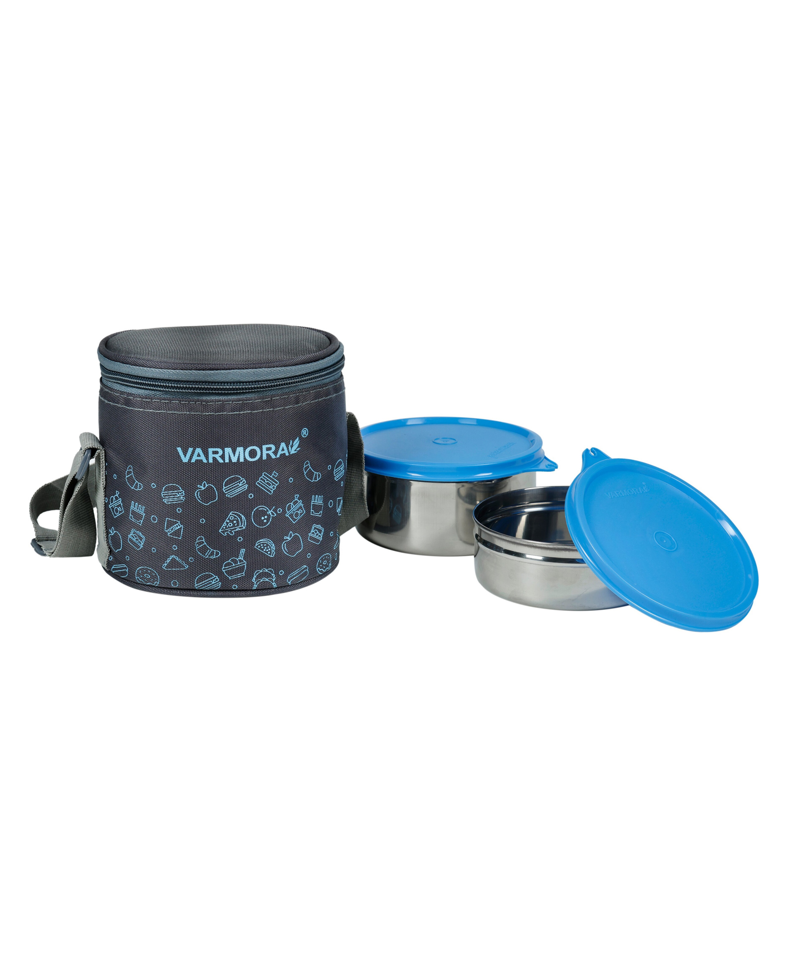 Varmora Homeware SS Executive Printed Assorted Lunch Box For College - Set Of 2- Blue-picture-18