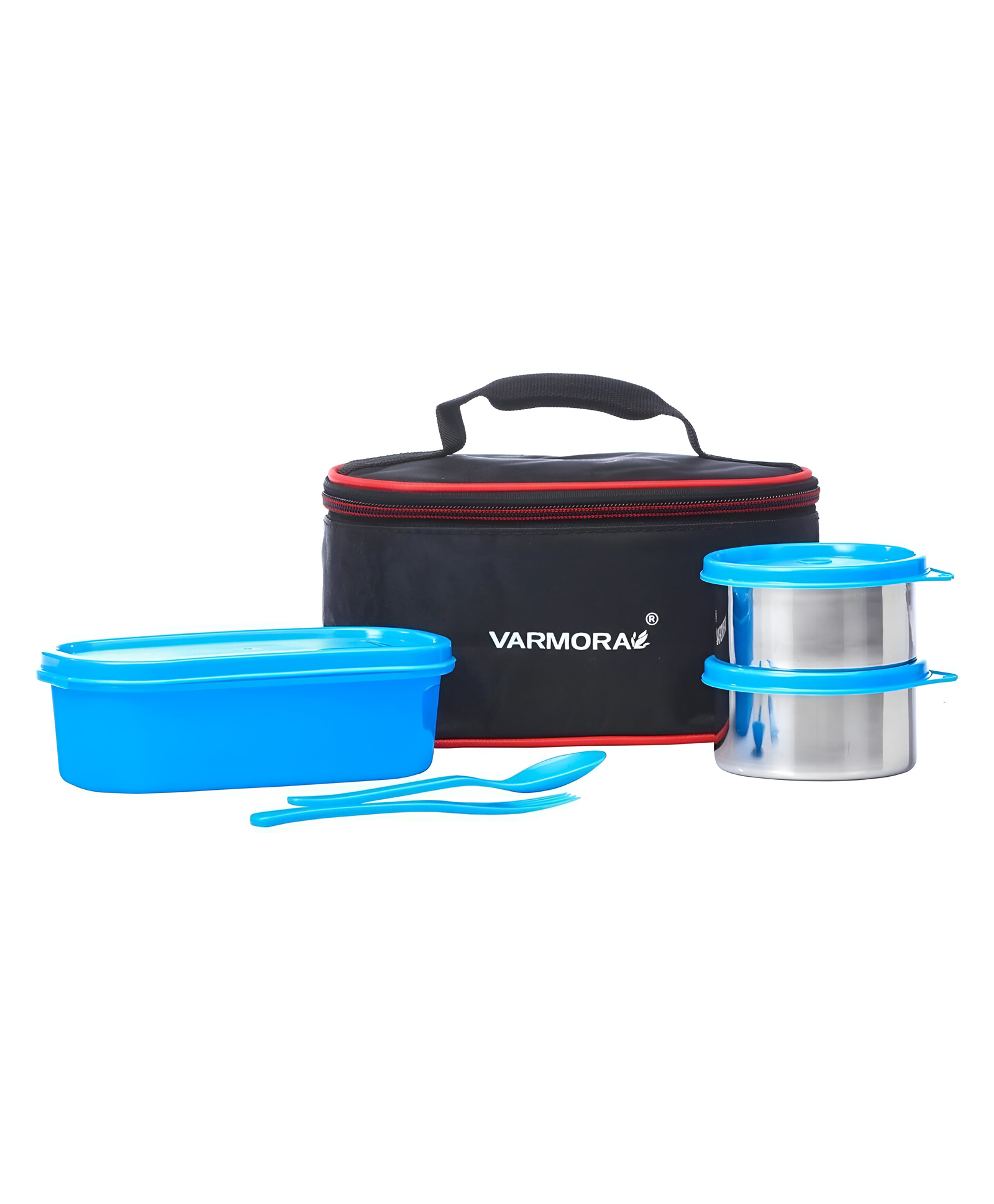 Varmora Homeware SS Duo Stainless Steel Lunch Box 3 Airtight & Leak Proof Containers ColorBlue-image-48