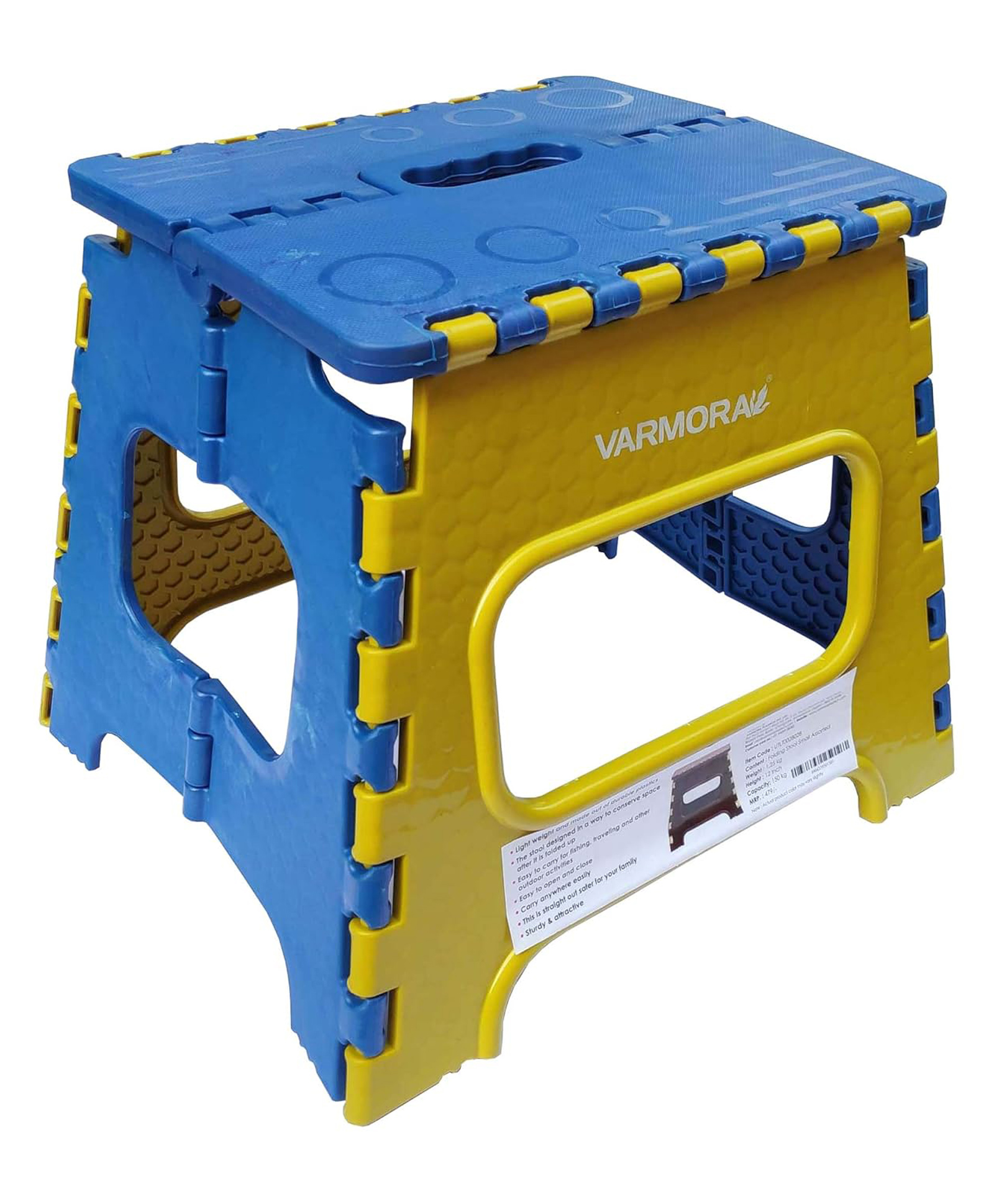 varmora homeware VARMORA Folding Stool - Lightweight & Portable Ergonomic Handle Sturdy Design Stool - Blue-picture-43