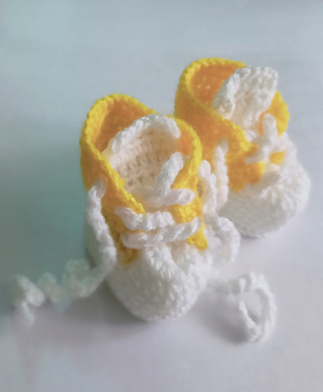 Knits & Knots Colour Blocked Handmade Booties With Laces - Yellow & White-picture-28