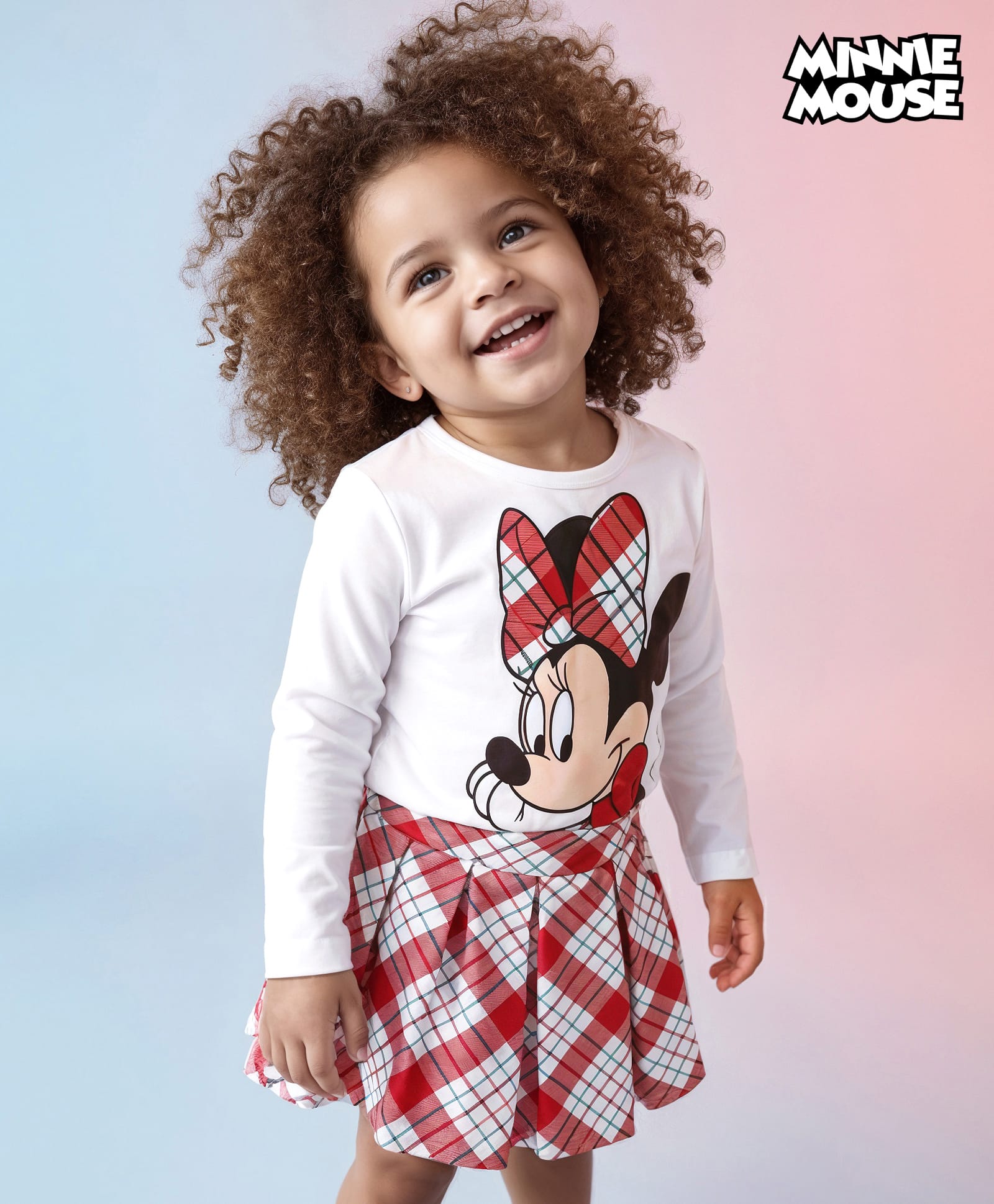Babyhug Disney Cotton Knit Full Sleeves Top & Skirt Set With Minnie Mouse Graphics - White & Red-image-31