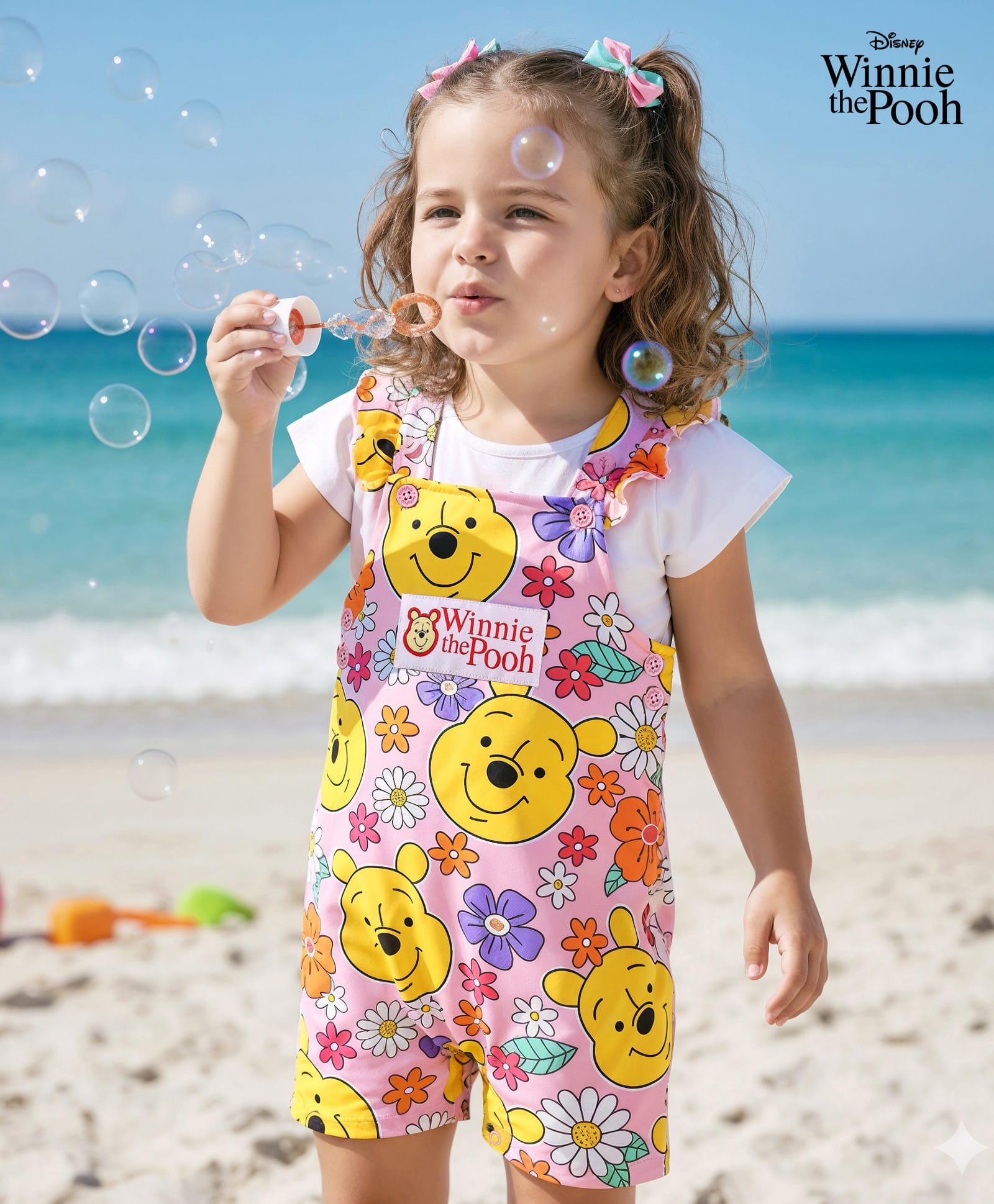 Babyhug Disney Single Jersey Knit Dungaree & Half Sleeves T-Shirt with Winnie the Pooh Graphic - Pink-picture-21