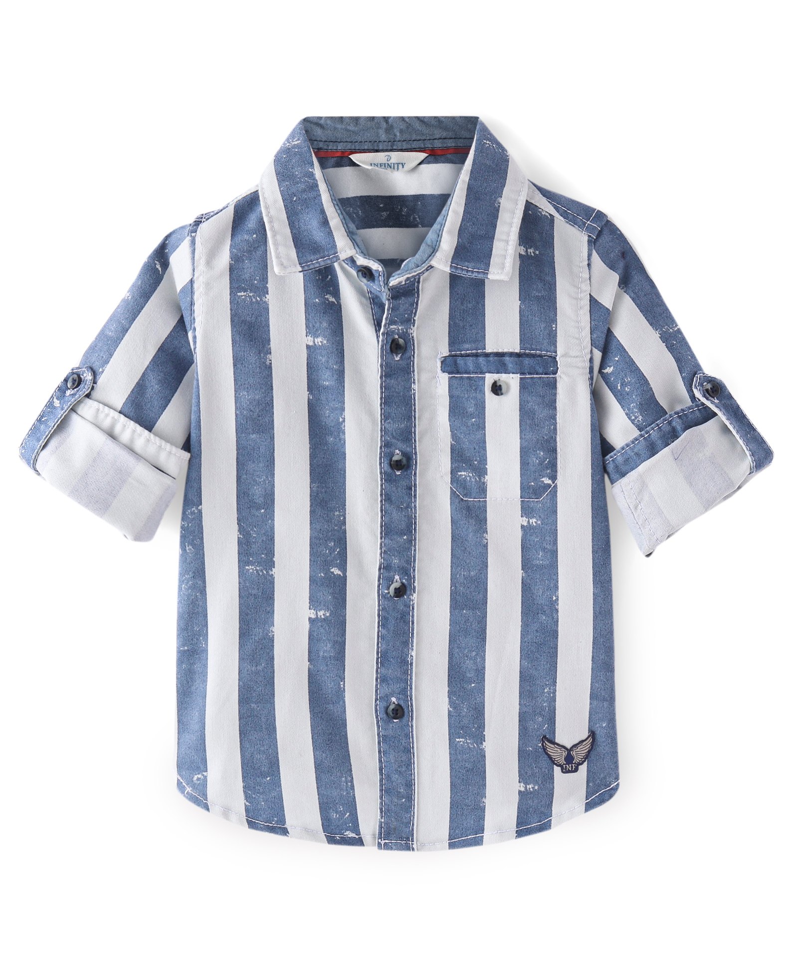 INFINITY Denim Cotton Full Sleeves Stripes Shirt- Blue-picture-15