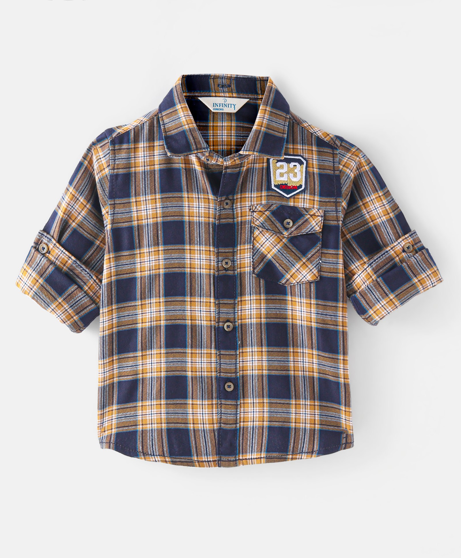 INFINITY Twill Cotton Full Sleeves Checks Shirt- Mustard-image-20
