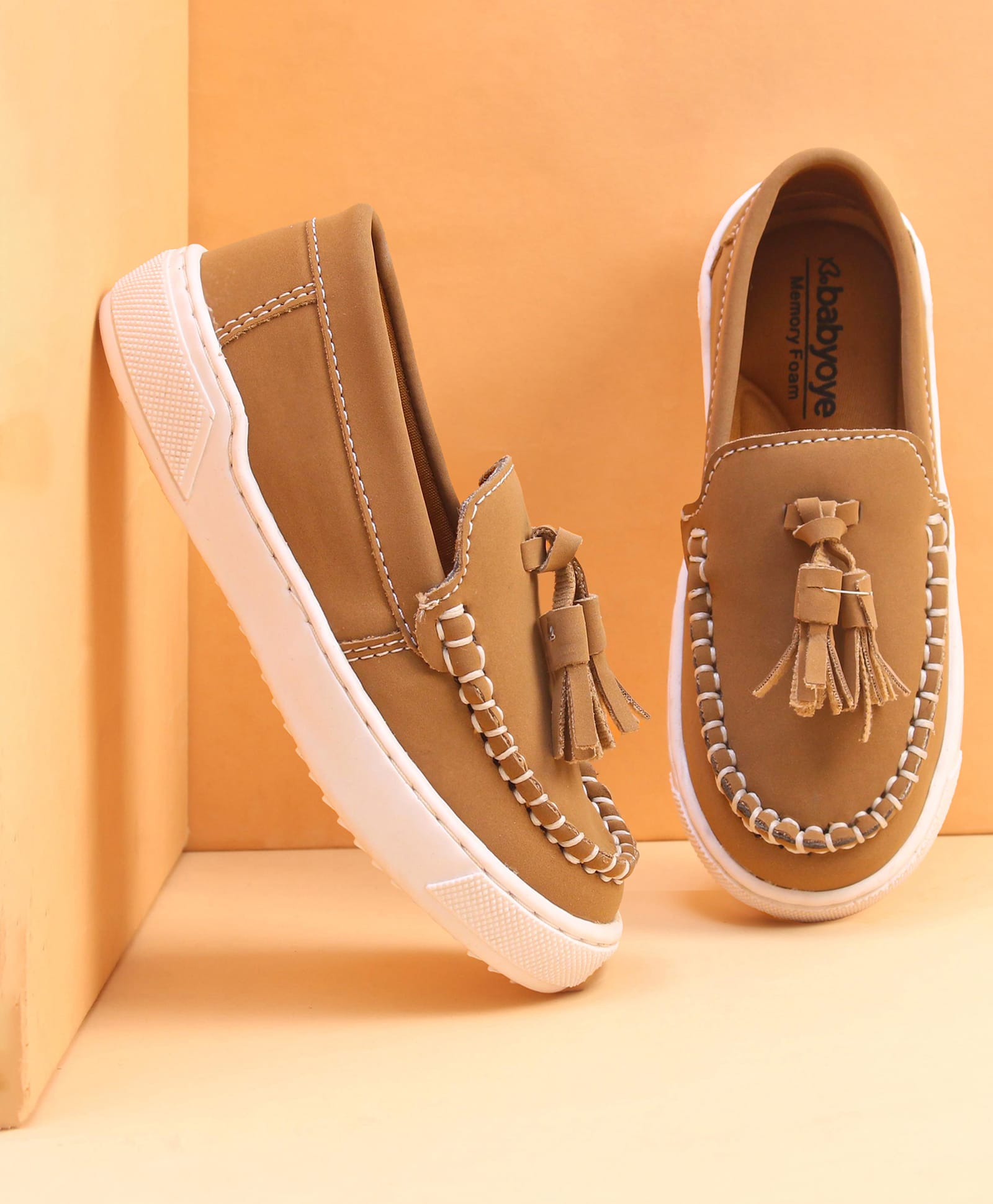 Babyoye Slip on Loafers With Tassel Detailing - Tan-image-2