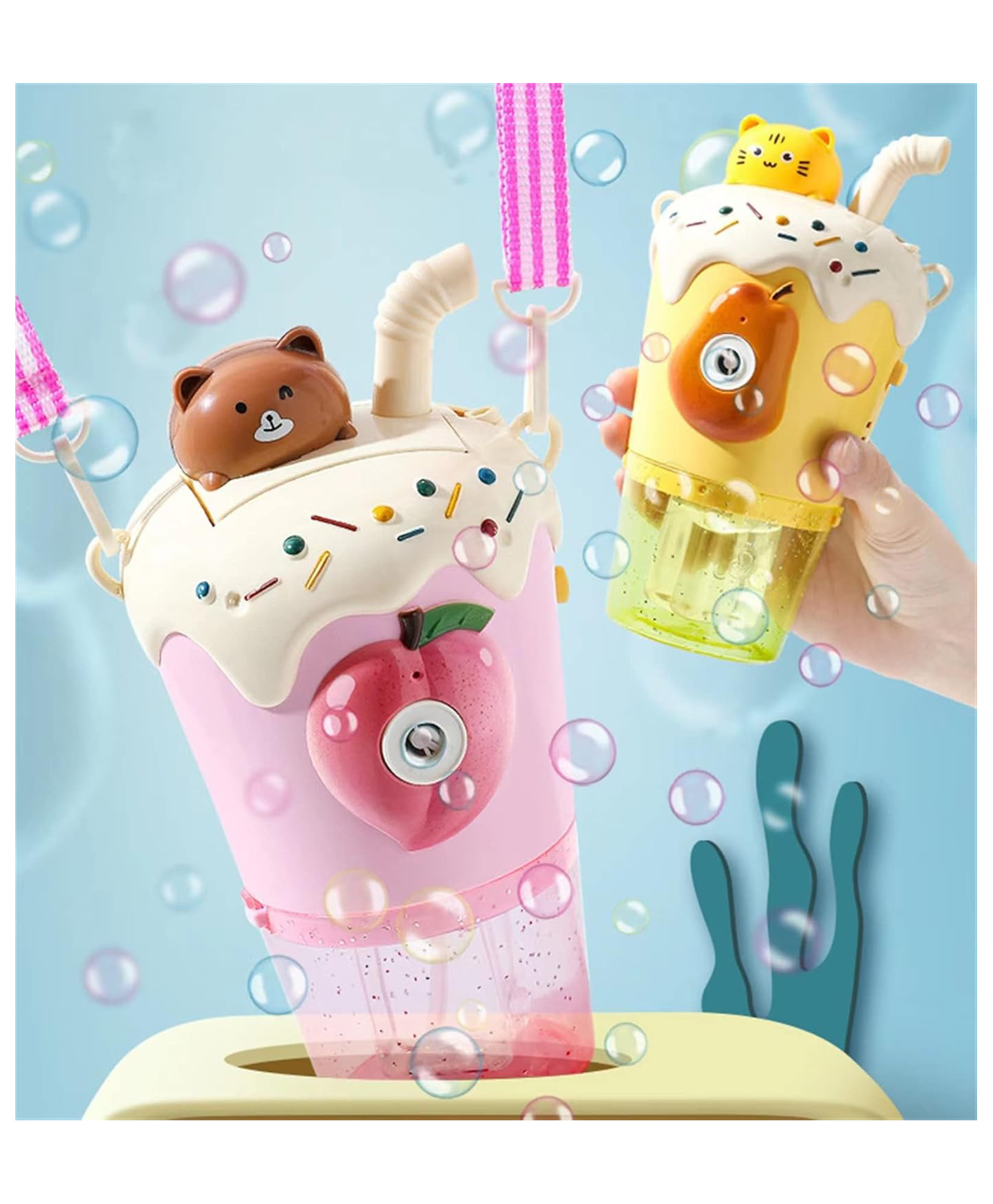 AKN TOYS Water Cup Electric Soap Water Cartoon Bubble Machine- COLOR MAY VARY-picture-30