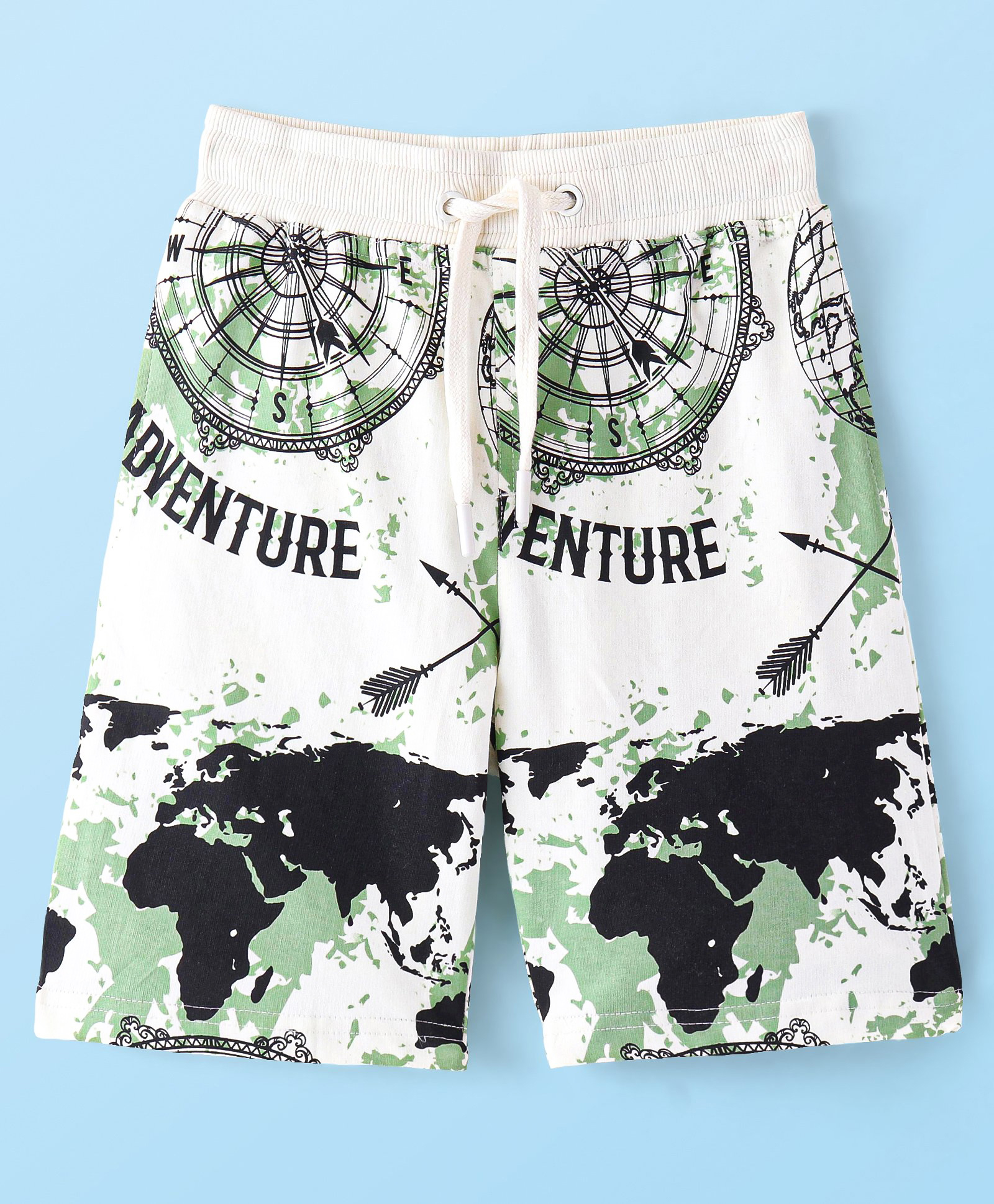 Pine Kids Above Knee Length Shorts With Map Print - White-picture-28