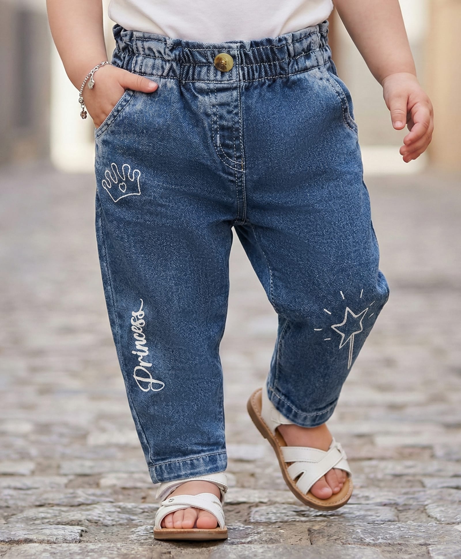 Babyoye Denim Woven Full Length Jeans With Text Print - Navy Blue-picture-21