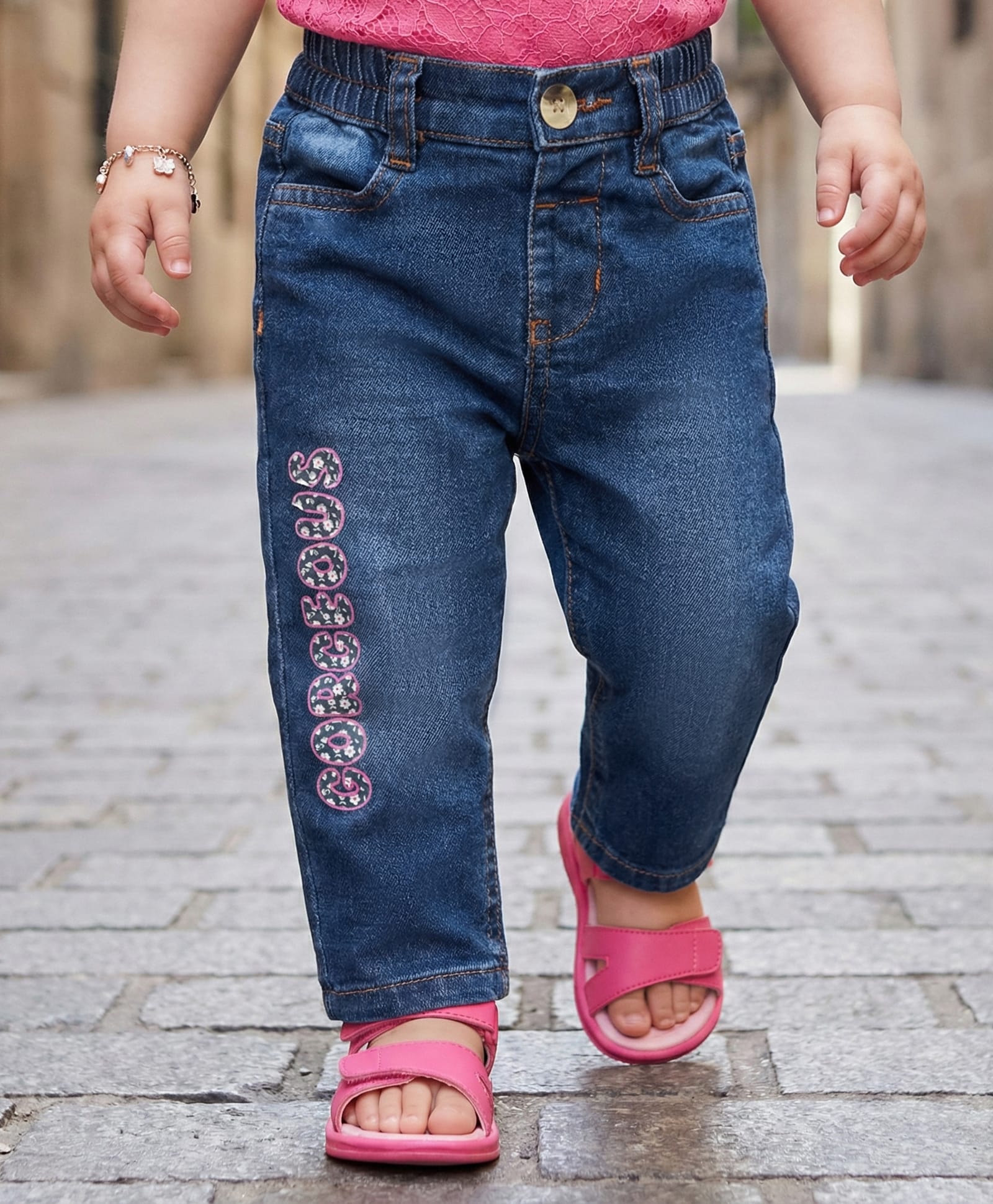 Babyoye Woven Full Length Denim Jeans With Gorgeous Patch - Navy Blue-picture-10