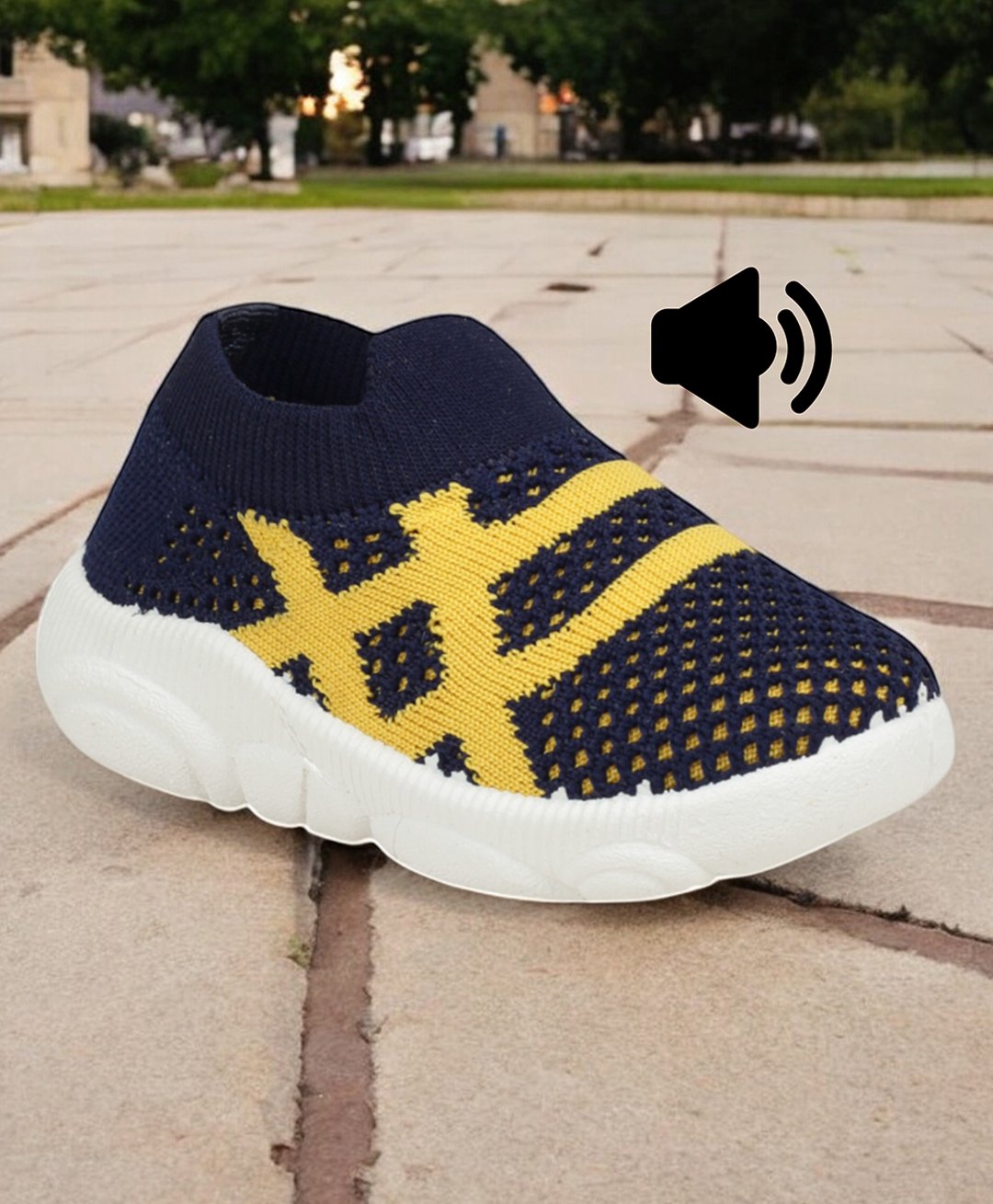 Lil Lollipop Abstract Designed & Mesh Detailed Slip On Musical Shoes - Navy Blue-picture-20