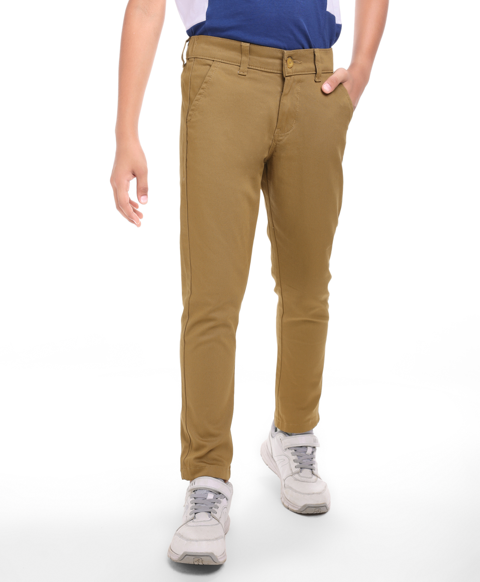 Pine Kids Cotton Woven Full Length Solid Colour Trouser - Tan-picture-39