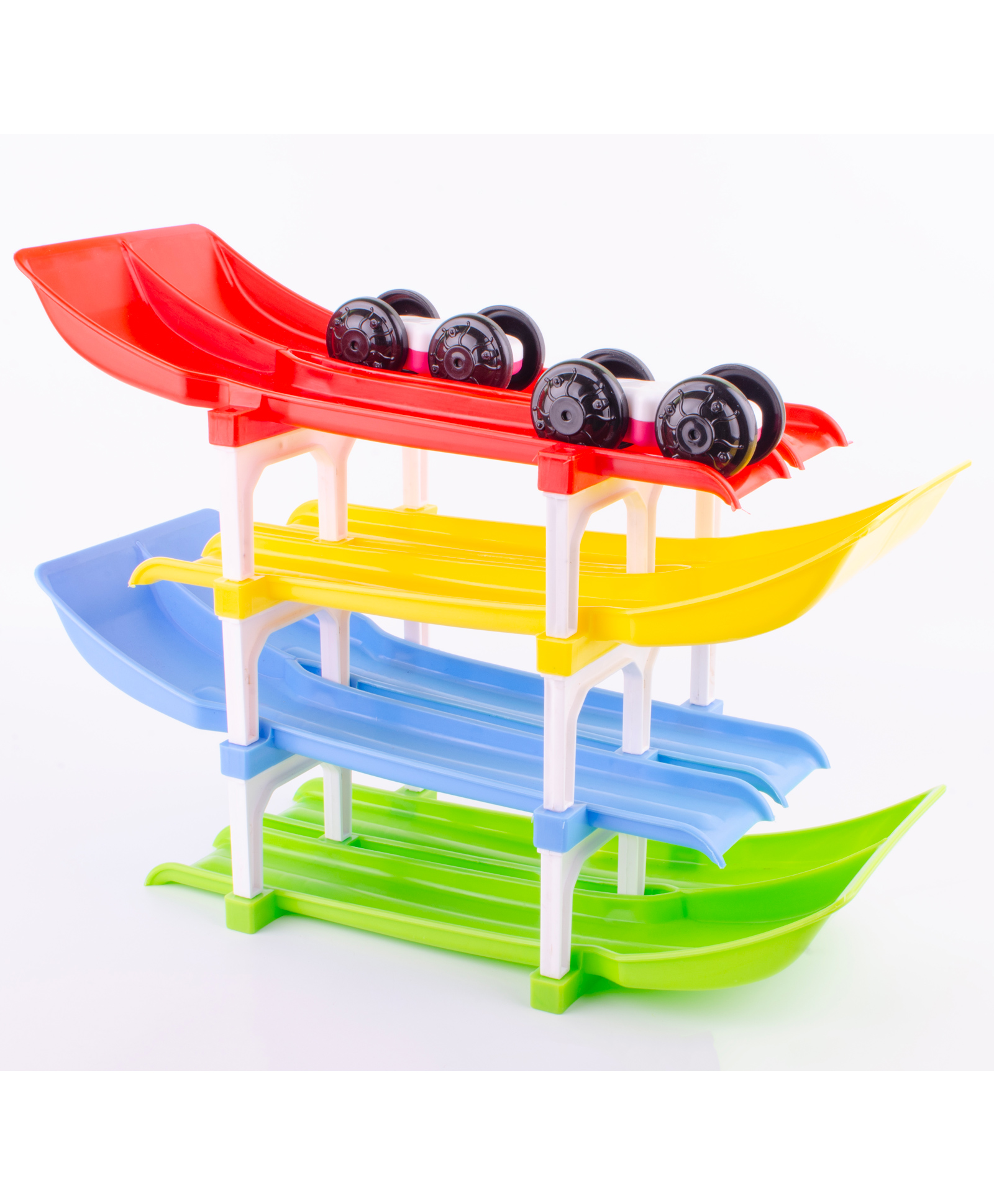 TOYFUN Racer Valley Jr Dual 4 Ramp Car Racing Track Set2 speed cars-image-2