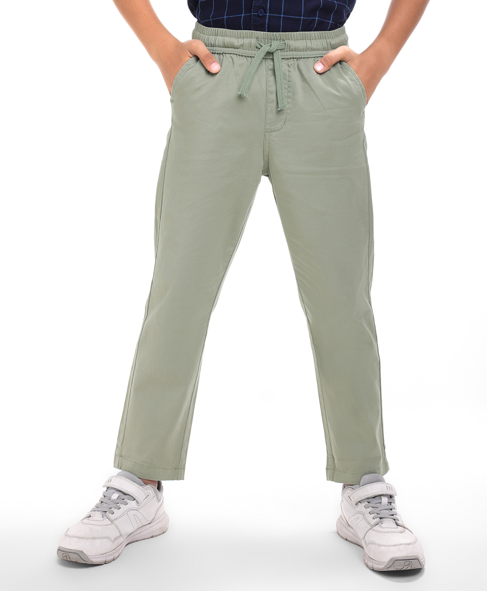 Pine Kids Cotton Woven Full Length Solid Colour Trouser - Olive Green-picture-11